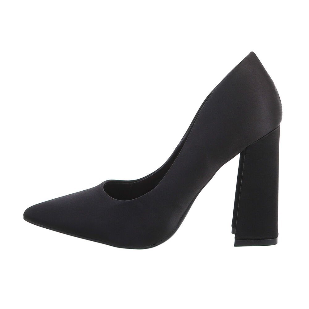 Ital-Design Damen Abendschuhe Elegant High-Heel-Pumps Blockabsatz High Heel Pumps in Schwarz