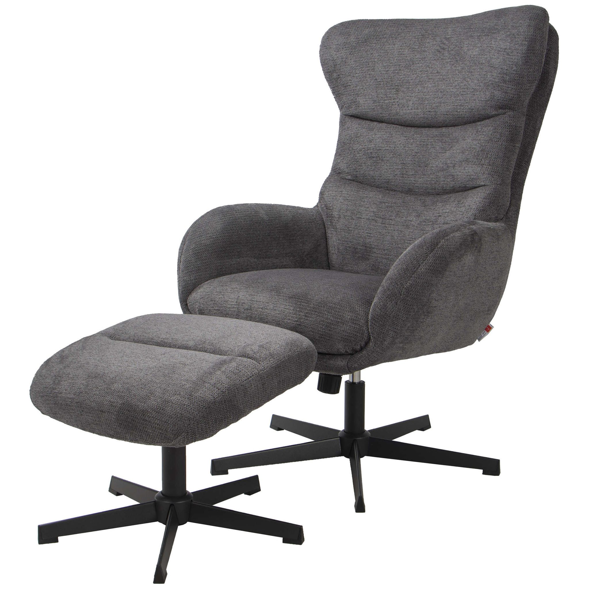 bene living Relaxsessel Lucito inkl. Fußhocker - drehbar - dunkelgrau (Indoor-Möbelset, 2-St., Relaxsessel inkl. Fußhocker), durchgehende Arm- und Rückenlehne - stabiles Metall-Gestell