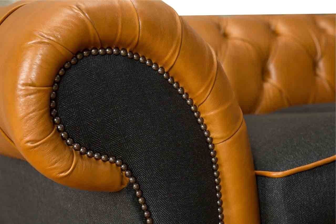 In Ledersofa JVmoebel Europe Made 2 Chesterfield Polster Sofas, Textil Sitzer Couch Sofa Sofa