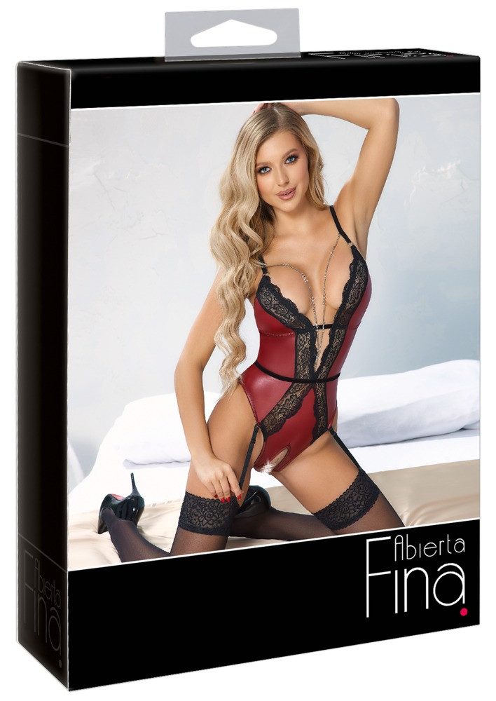 Abierta Fina Body-Ouvert Body rot/schwarz S günstig online kaufen