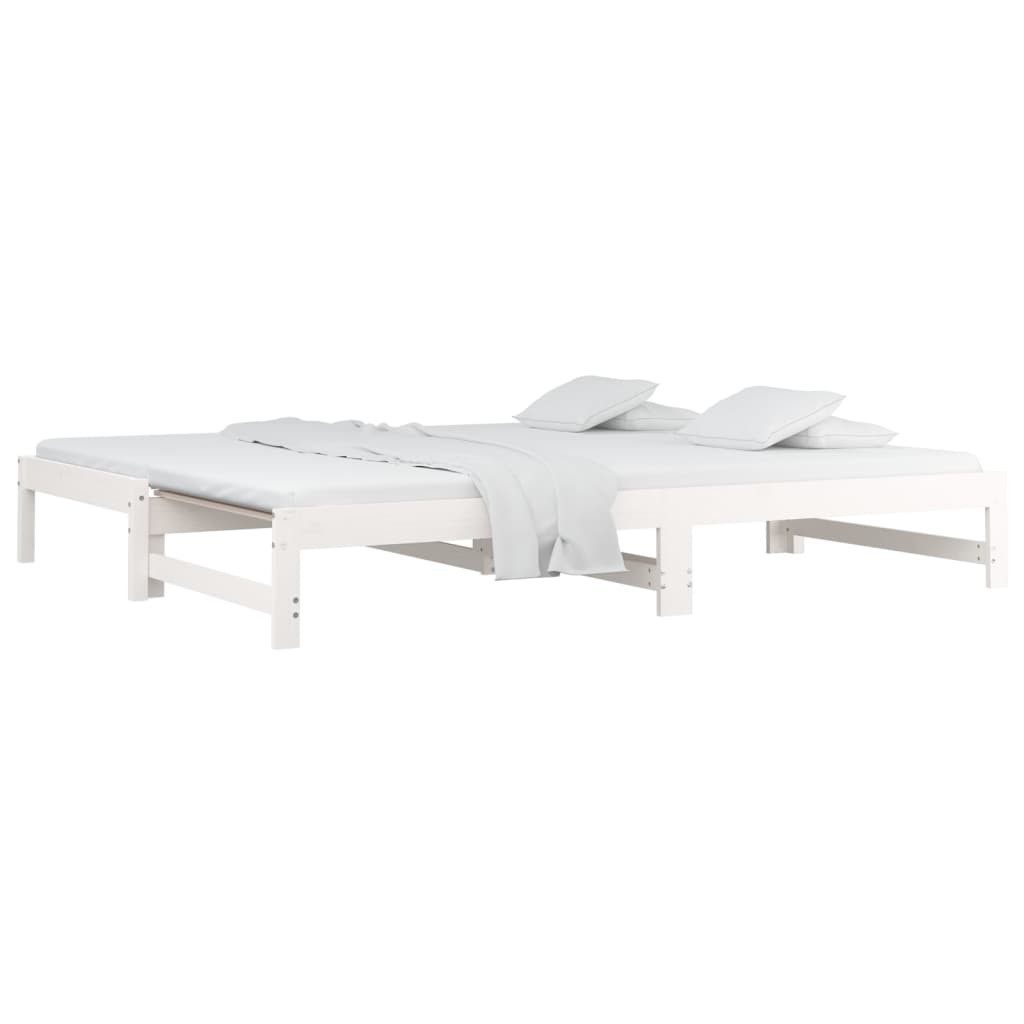 vidaXL Bett, Tagesbett Ausziehbar Weiß 2x(90x200) cm Massivholz Kiefer