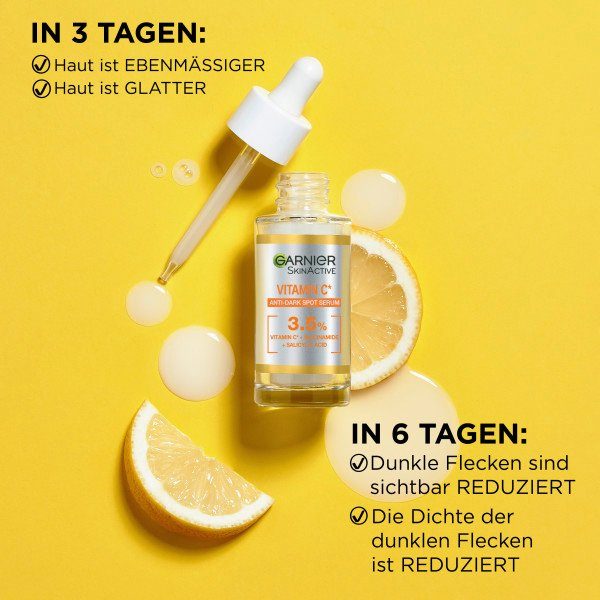 GARNIER Gesichtsserum SKIN ACTIVE VITAMIN C, wirkt Pigmentflecken entgegen, die Haut wird glatter