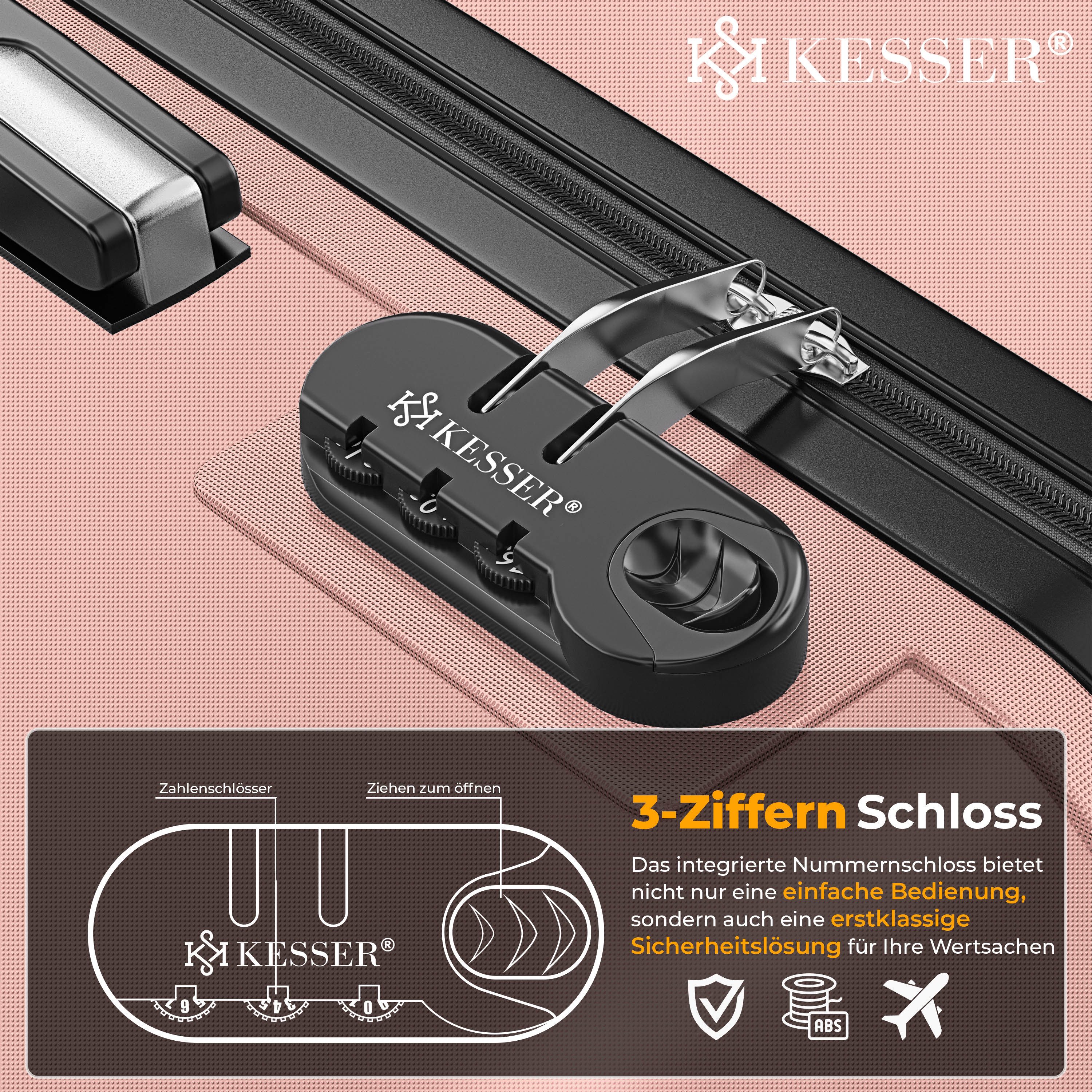KESSER Hartschalen-Trolley Reisekoffer Handgepäck 55L Koffer Inkl. Kofferwaage + Gepäckanhänger, 4 Rollen, Rollkoffer ABS-Hartschale mit 4 Rollen, Zahlenschloss & Teleskopgriff