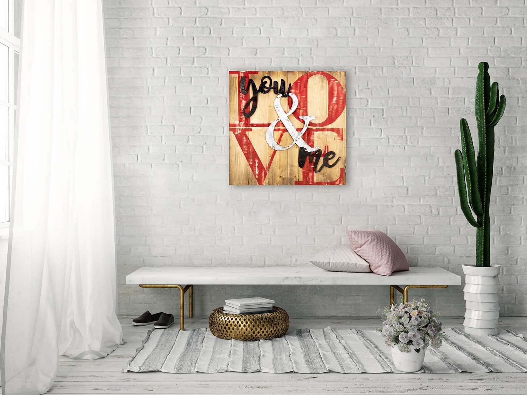 Love cm, aus handgefertiges 60x60 KUNSTLOFT Holz Pure Holzbild Wandbild