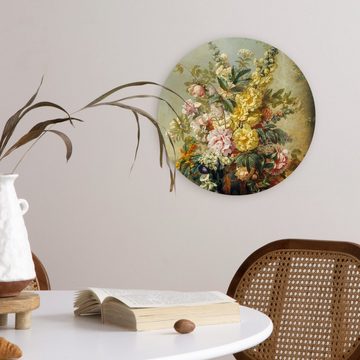 MuchoWow Gemälde Große Vase mit Blumen - Josep Mirabent - Gemälde, (1 St), Kreis Wanddekoration Forex, Rundes Wandbild, Wohnzimmer, 30x30 cm