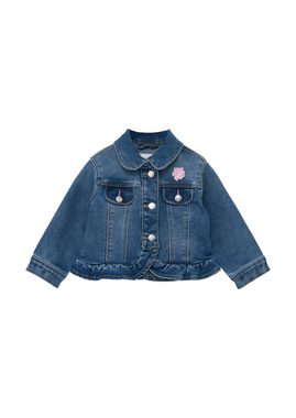 s.Oliver Outdoorjacke Jeansjacke mit Chiffonblume Stickerei, Volants