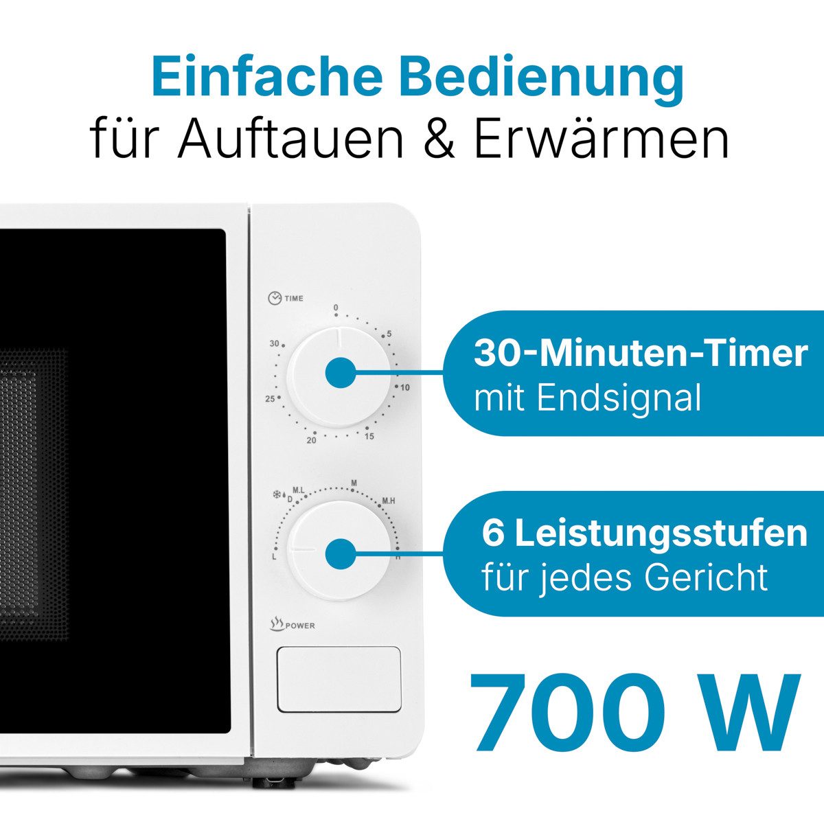 CLATRONIC Mikrowelle MW 791, Mikrowelle, 700 Watt, 6 Stufen, 20 Liter