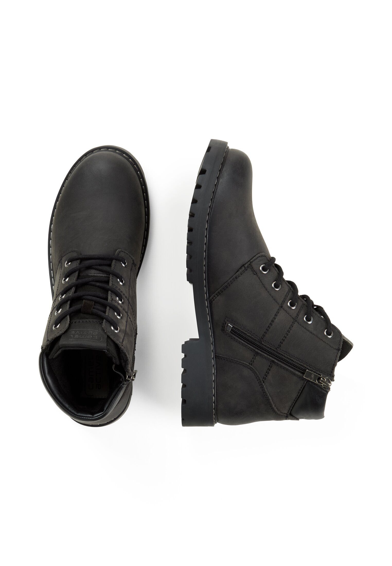 camel active Boots crazy horse/split SCHWARZ Schnürboots günstig online kaufen