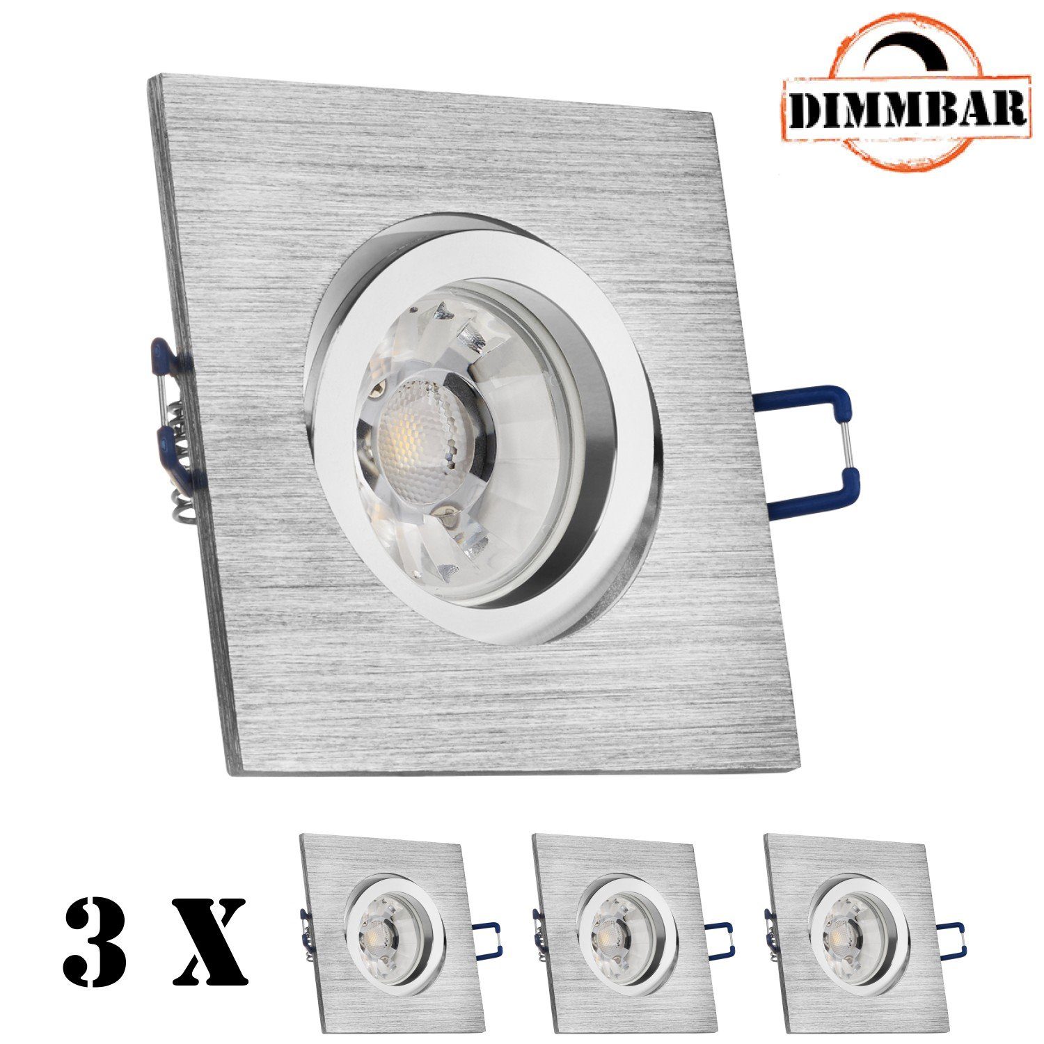 LEDANDO LED gebürstet) Einbaustrahler Bicolor für Einbaustrahler die Spanndecke / 3er (chrom Set