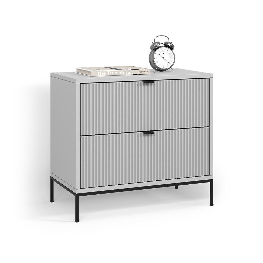 Livinity® Nachtschrank Aterno, Grau/Grau, mit 2 Schubladen (1-St)