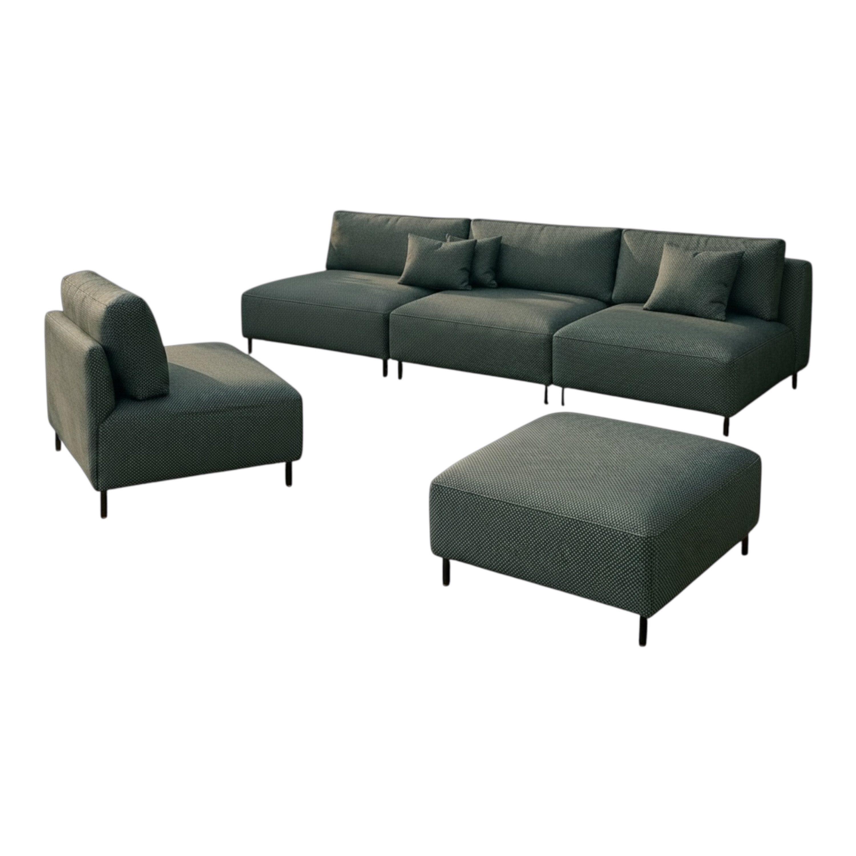 A&J MöbelLand GmbH Gartenlounge-Set Outdoor Lounge Set SUN – Sofa, Sessel und Hocker, (Outdoor Lounge Set für Garten und Terrasse, 3-teiliges modernes Garten Lounge Set), Wetterfestes Lounge Set für Garten und Terrasse