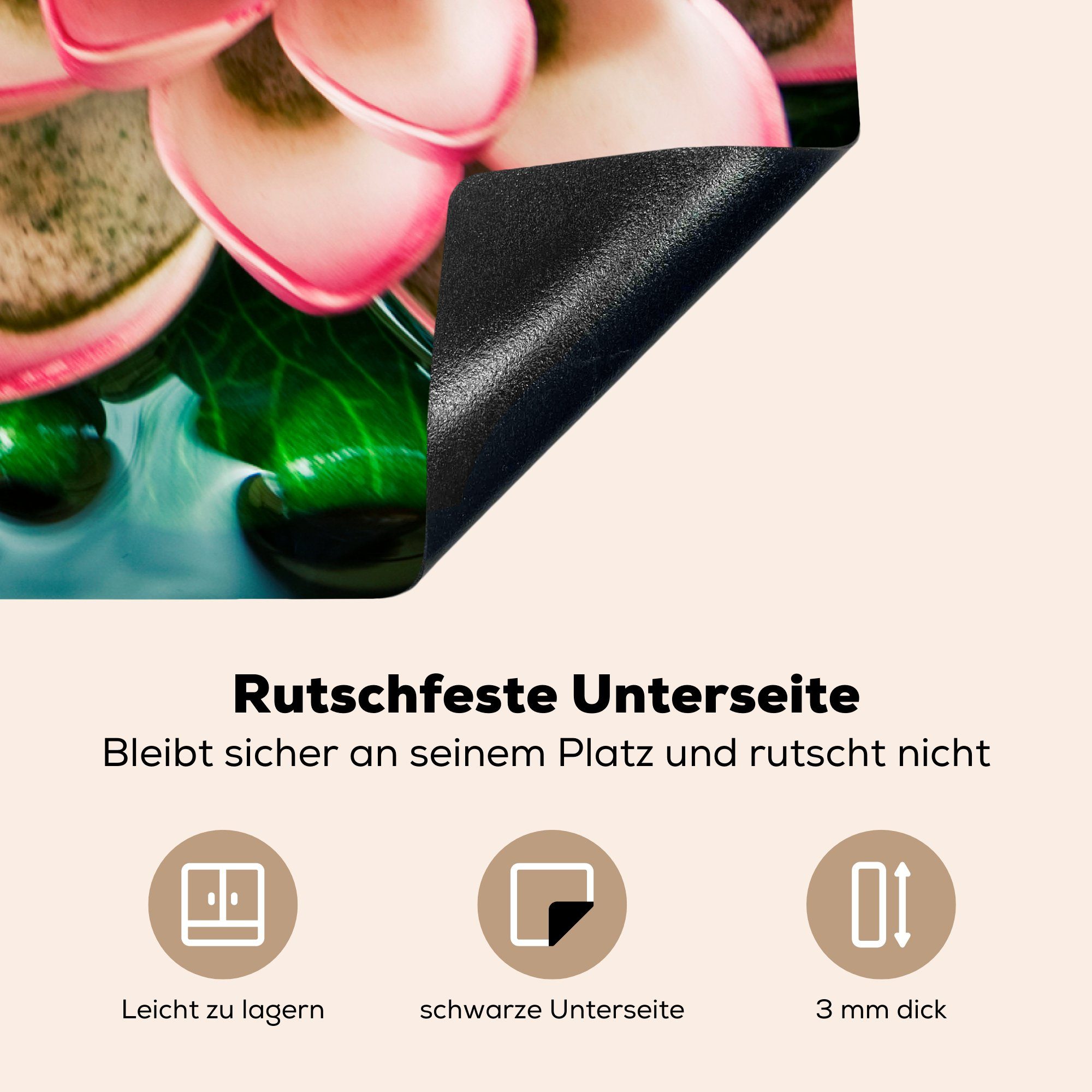 Herdblende-/Abdeckplatte für Ceranfeldabdeckung cm, Blume, Koi-Karpfen tlg), küche, 81x52 MuchoWow rosa (1 Induktionskochfeld mit Vinyl, einer Schutz Ein die