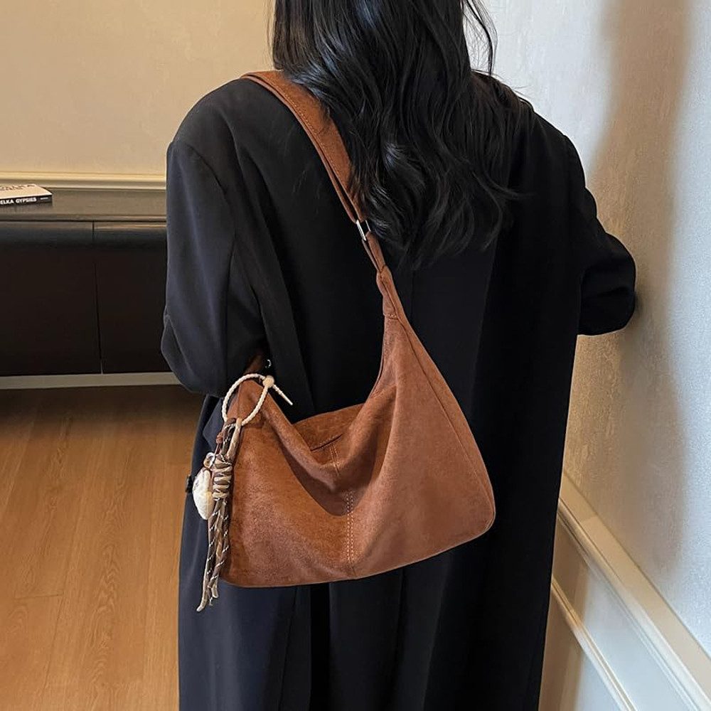 Zaewry Schultertasche Umhängetasche Damen Veloursleder Tasche Damen Crossbody Bag, Crossbag mit verstellbarem Schultergurt für Arbeit Reisen Alltag – Bild 2 von 5
