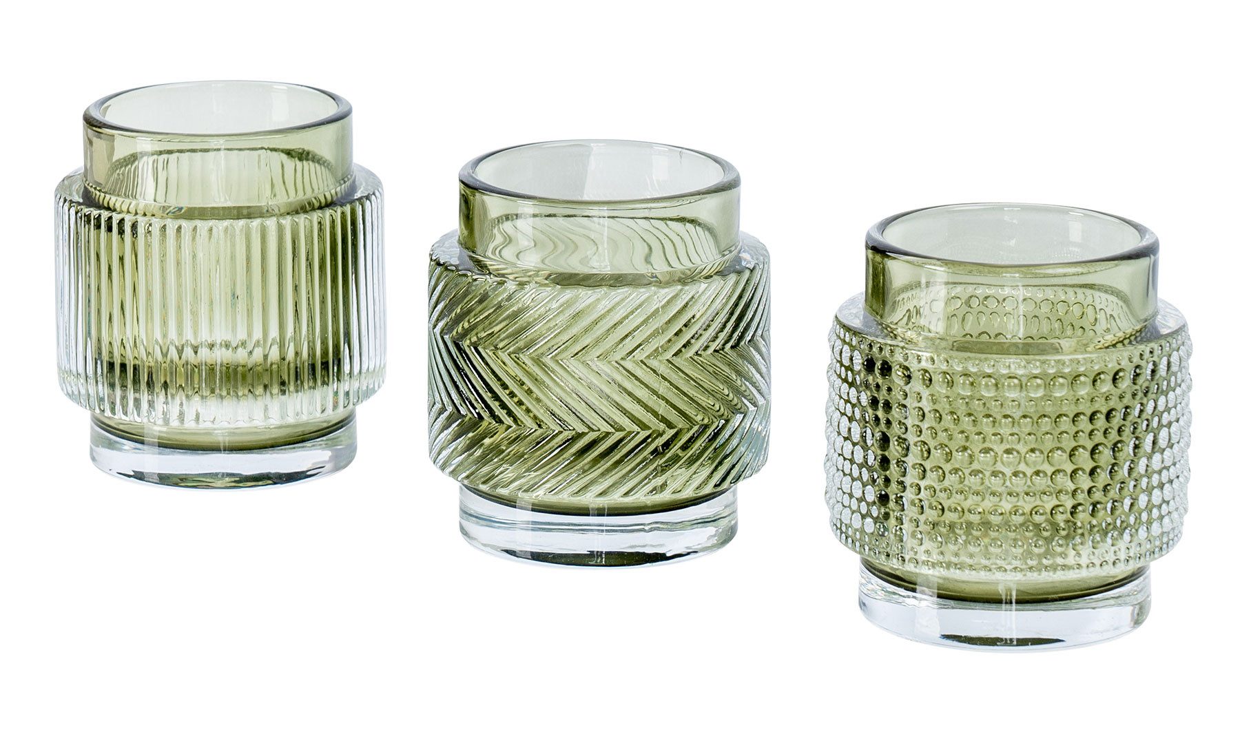 Levandeo® Teelichthalter, 3er Set Teelichthalter Glas Grün H8cm Kerzenhalte günstig online kaufen