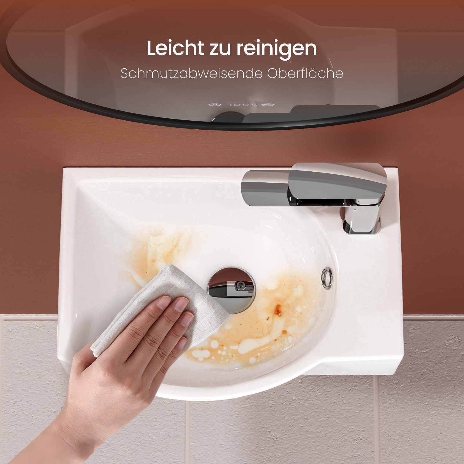 EMKE Aufsatzwaschbecken Aufsatzwaschtisch Wandmontage Waschtisch für Badezimmer/Gäste-WC