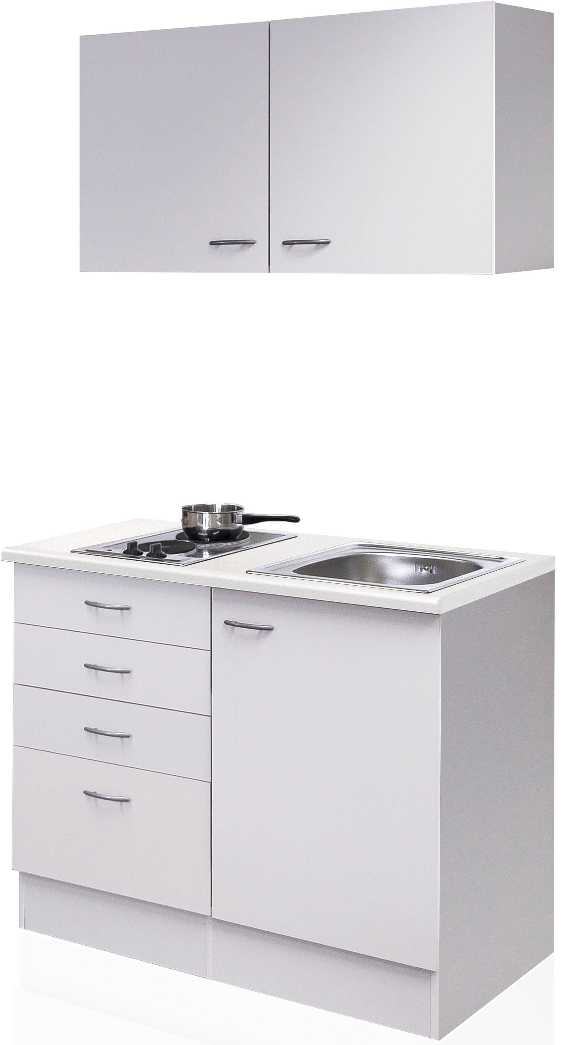 Flex-Well Küchenzeile Wito, Gesamtbreite 100 cm, mit Kochfeld und Spüle, viele Farbenvarianten