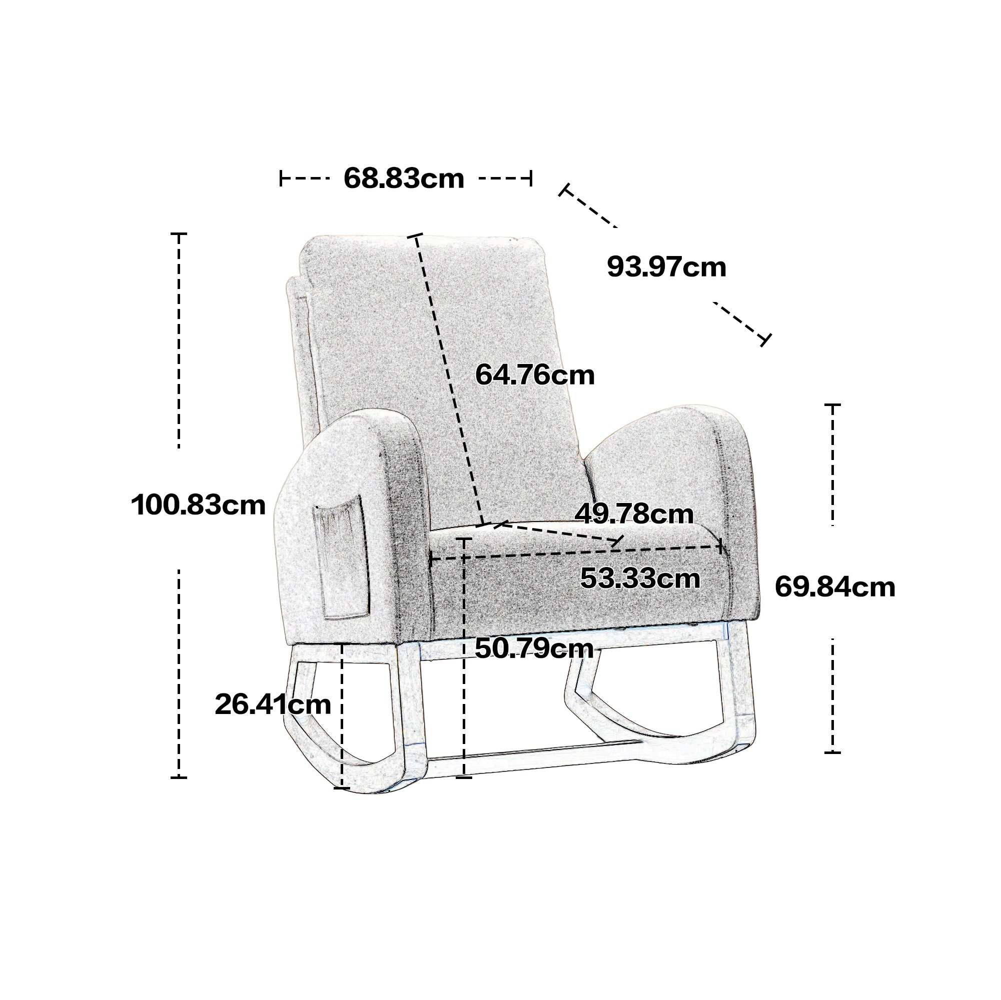 Schaukelstuhl hoher Relaxstuhl Sessel Schaukelsessel Schaukelstuhl und Rückenlehne), Schaukelstuhl mit SPLOE Baby- Kindergepolsterter beige Fernsehsessel Seitentaschen, HAUSS (mit