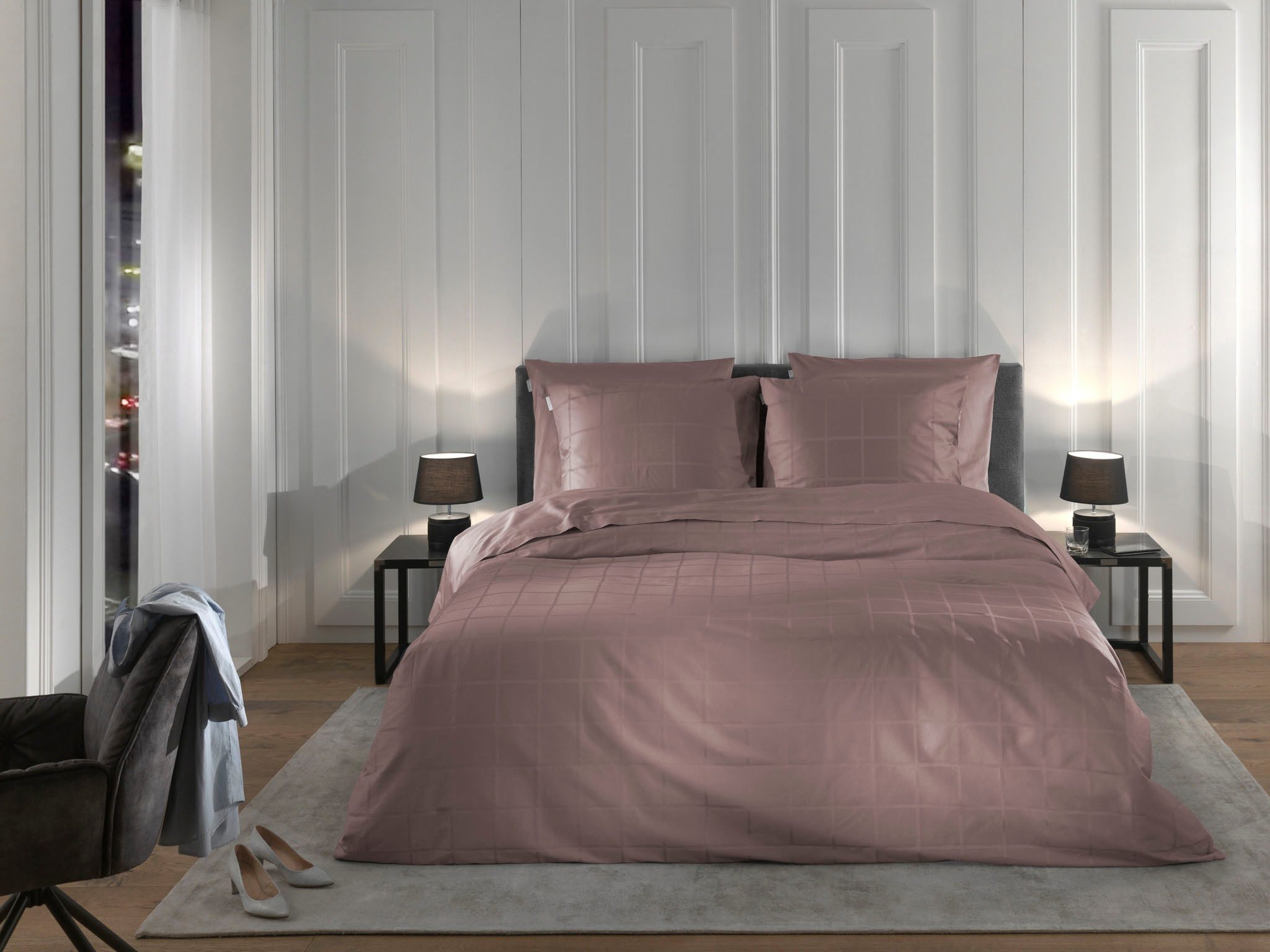 Heckett and Lane Wendebettwäsche Diamante, Mako-Satin, 2 teilig, kariert, hochwertiges Mako-Satin, Bettwäsche ab 135x200 cm.