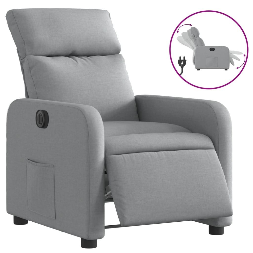 vidaXL Sessel Relaxsessel Elektrisch Hellgrau Stoff günstig online kaufen