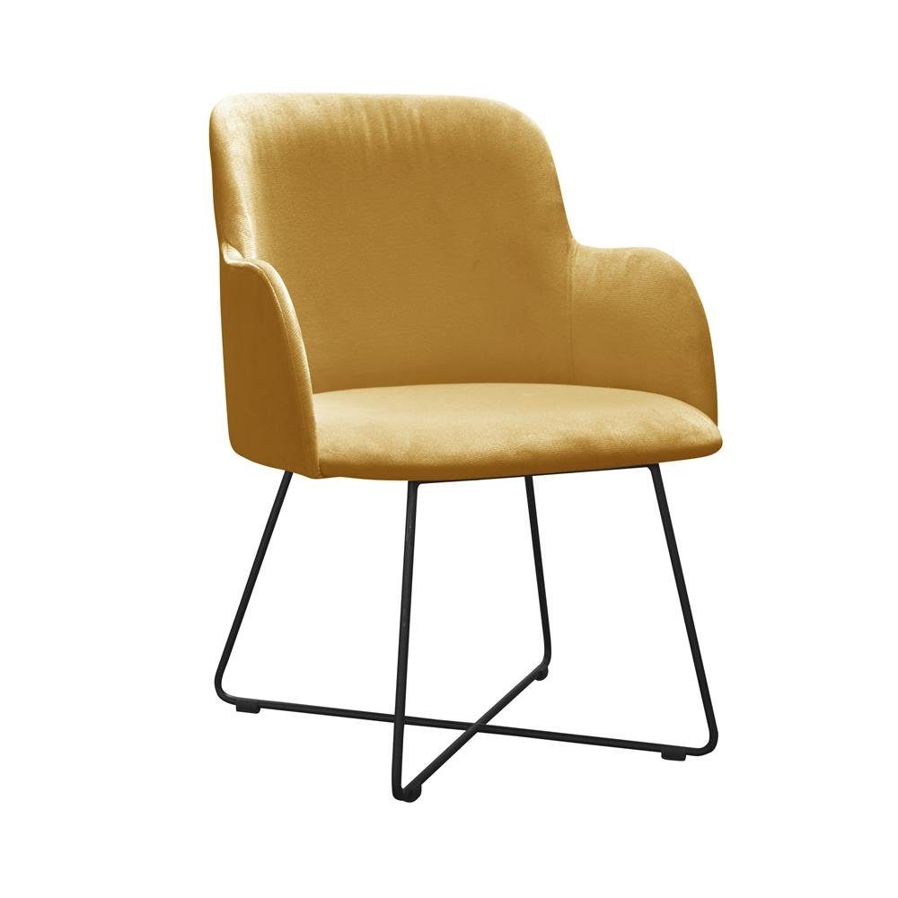 6x Stuhl Stuhl, Zimmer Neu Gruppe Garnitur Design Stühle Gelb Stuhl JVmoebel Warte Lehnstuhl Set Ess