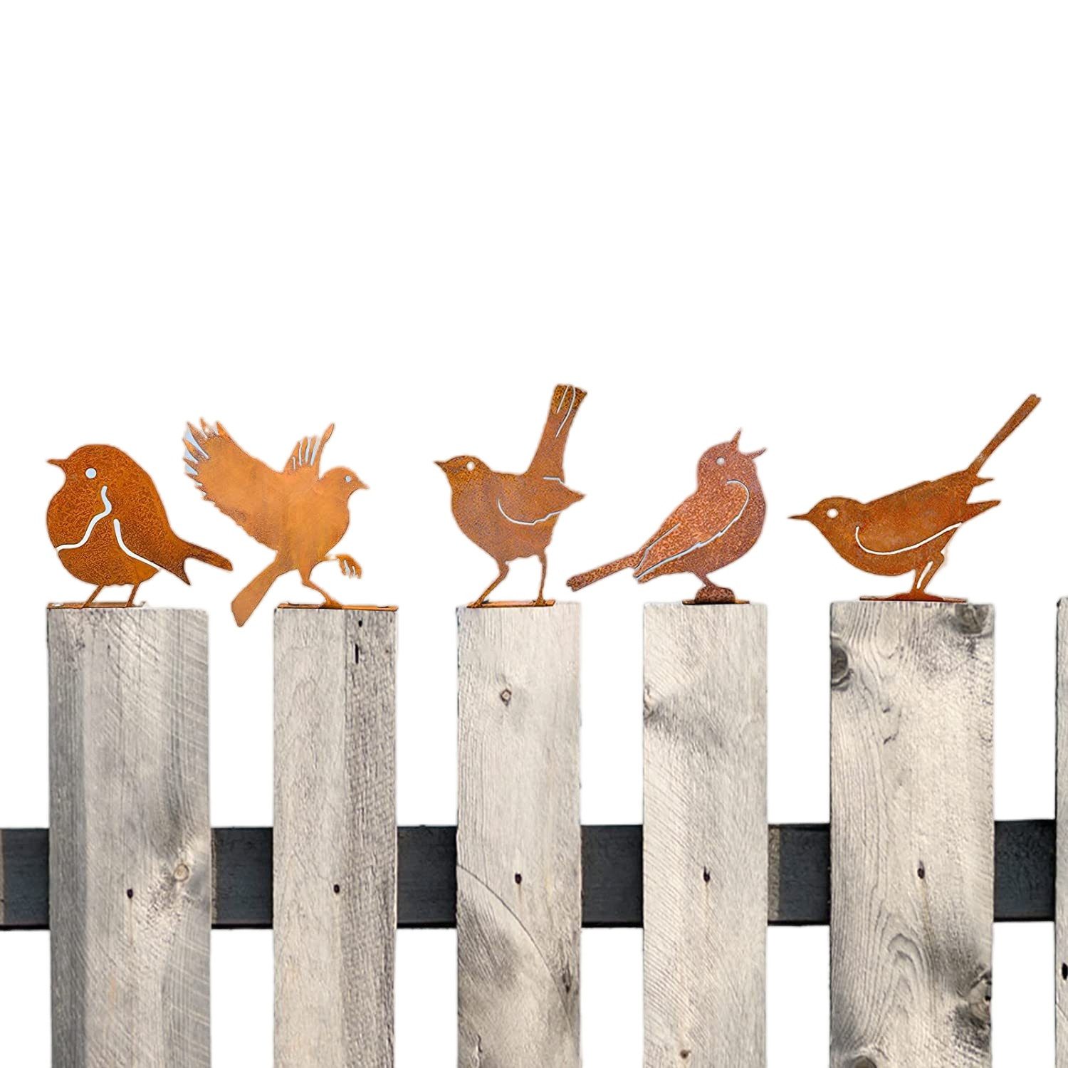 Coonoor Gartenfigur 5 Stück Dekorative Vögel, rostige Vögel mit Schrauben,D günstig online kaufen