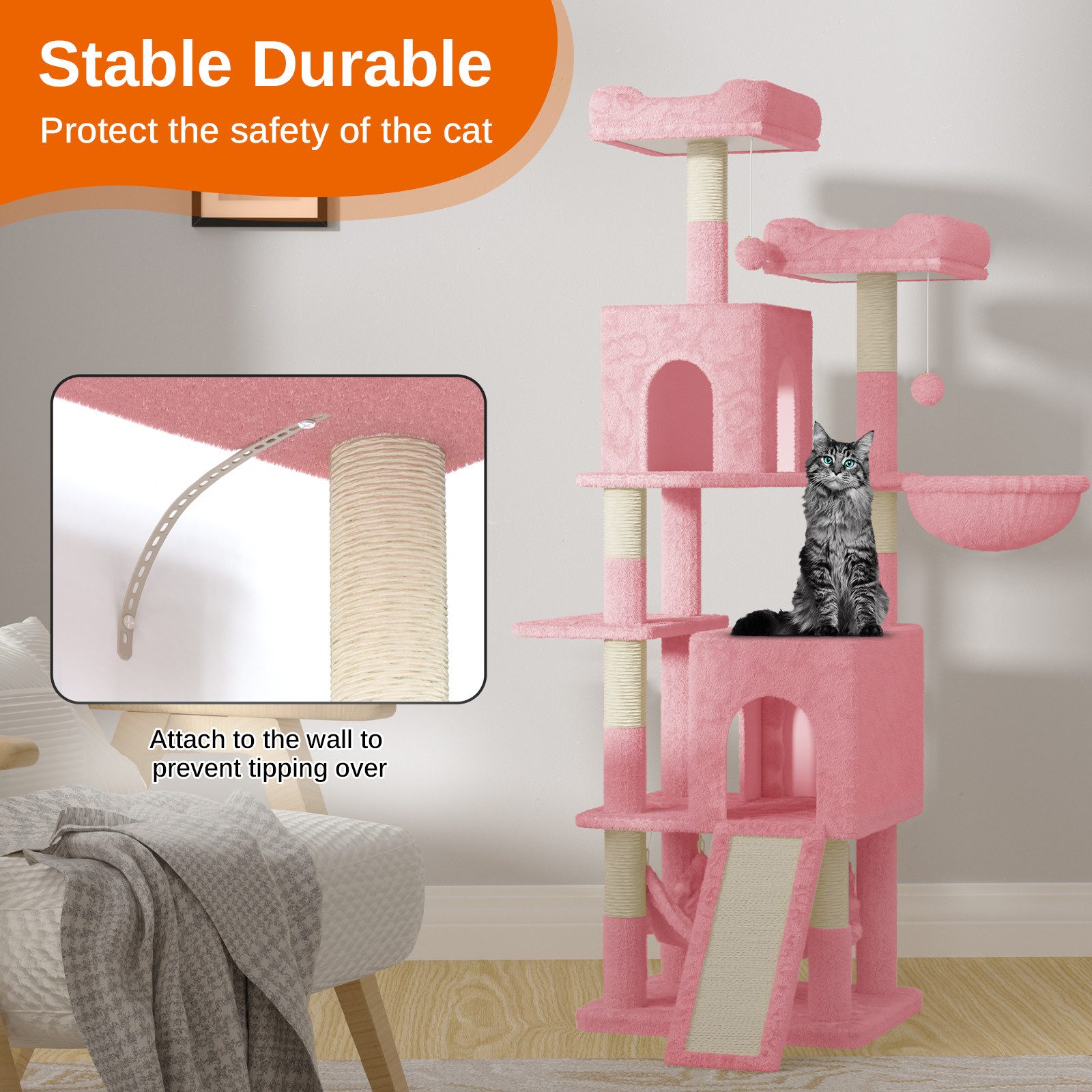 Dogat Kratzbaum Dogat Kratzbaum 158cm Katzenkratzbaum mit Leiter und Schlafplätzen