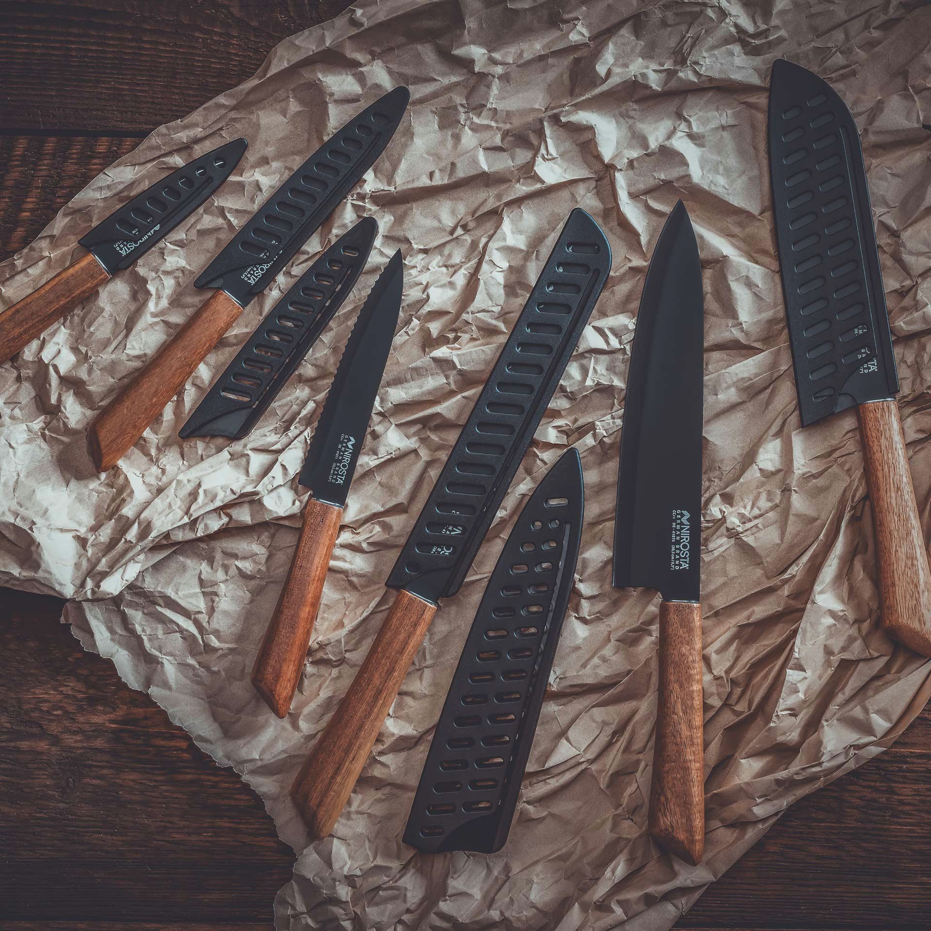 Nirosta Messer-Set Küchenmesser, Gemüsemesser, Santokumesser, Brotmesser, Kochmesser