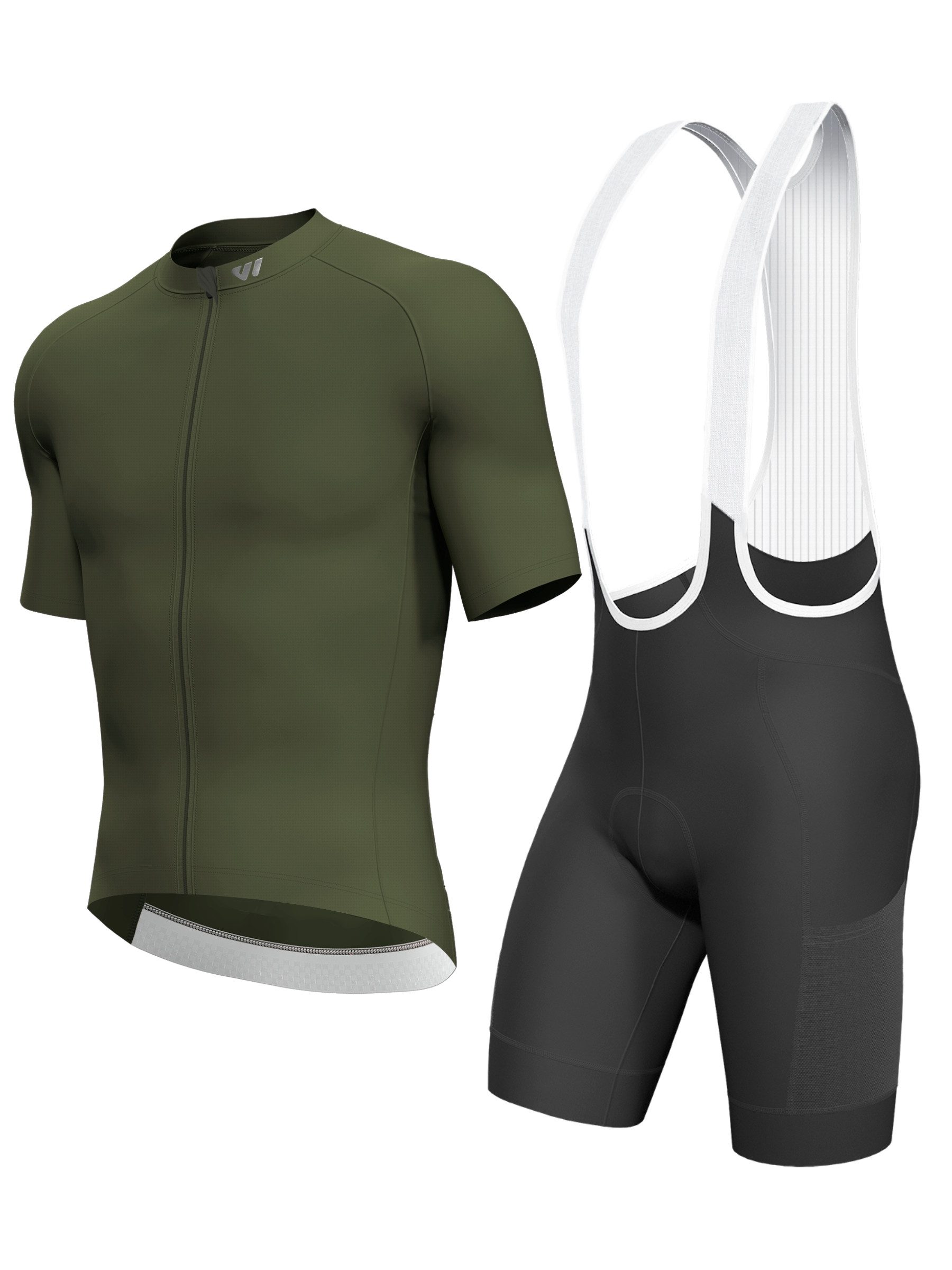 Wulibike Radtrikot Herren Fahrradbekleidungsset mit 3D-Sitzpolster & Cargo-Taschen (2-tlg) Kurzarm Radtrikot + Träger-Fahrradhose für Roadbike