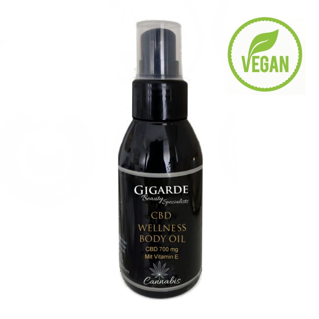 Gigarde Aloe Kosmetik GmbH Körperöl Body Oil, 100 Wellness Mandarine, E Massage 700 ml, CBD Vitamin CBD mg