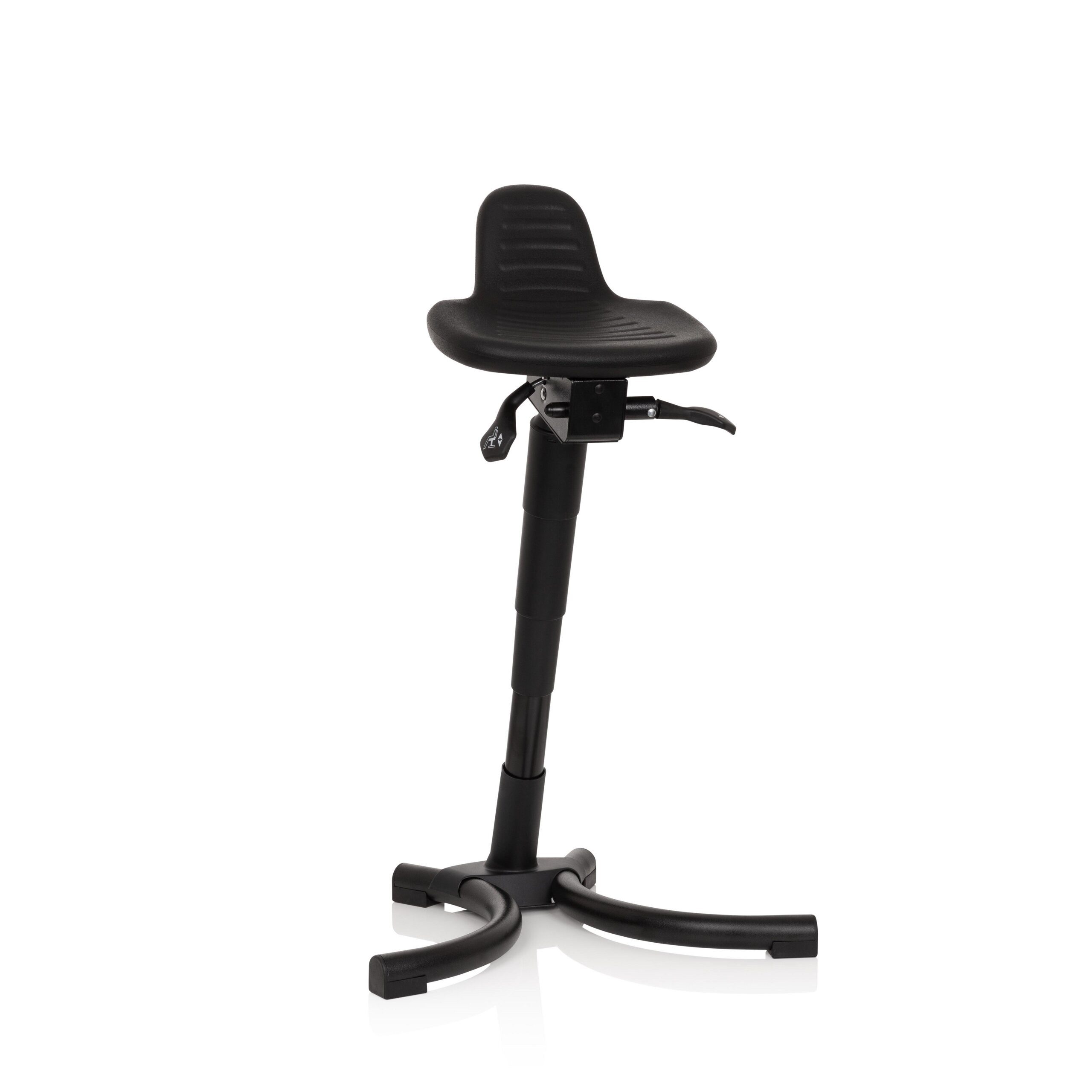 hjh OFFICE Stehhilfe TOP WORK 34 Arbeitshocker Hartschaum Höhe, Ergonomischer Stehsitz mit Rückenstütze, Höhe & Neigung verstellbar
