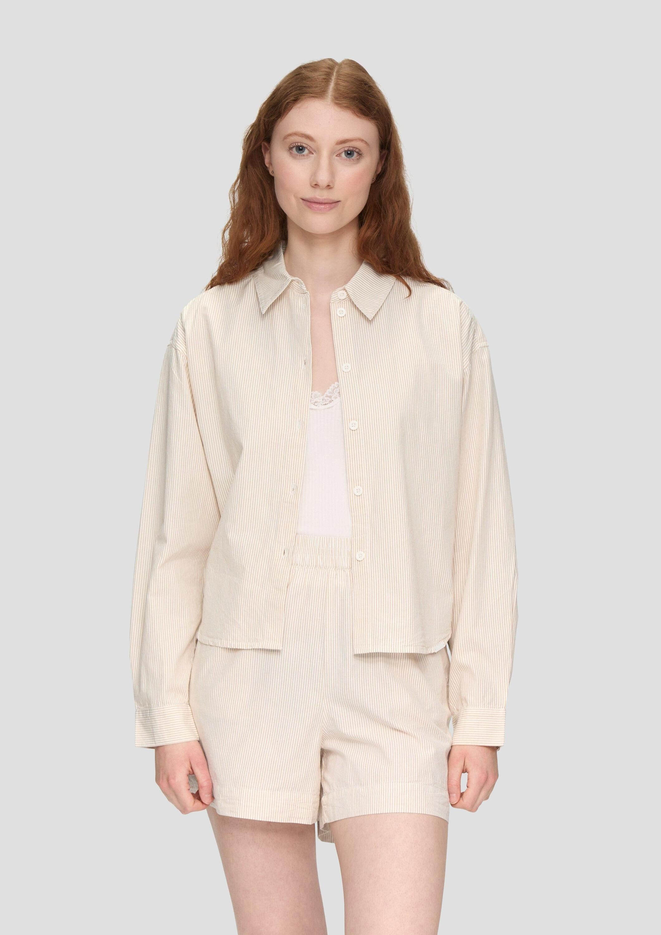 QS Langarmbluse Bluse Gestreiftes Baumwollhemd (1-tlg) günstig online kaufen