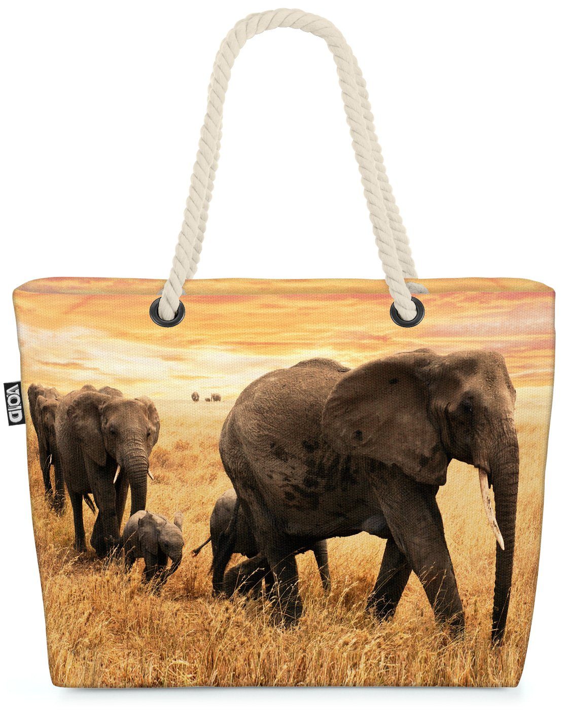 VOID Strandtasche (1-tlg), Elefanten Steppe Afrika Beach Bag Elefant Afrika Safari Dschungel Zoo Tier