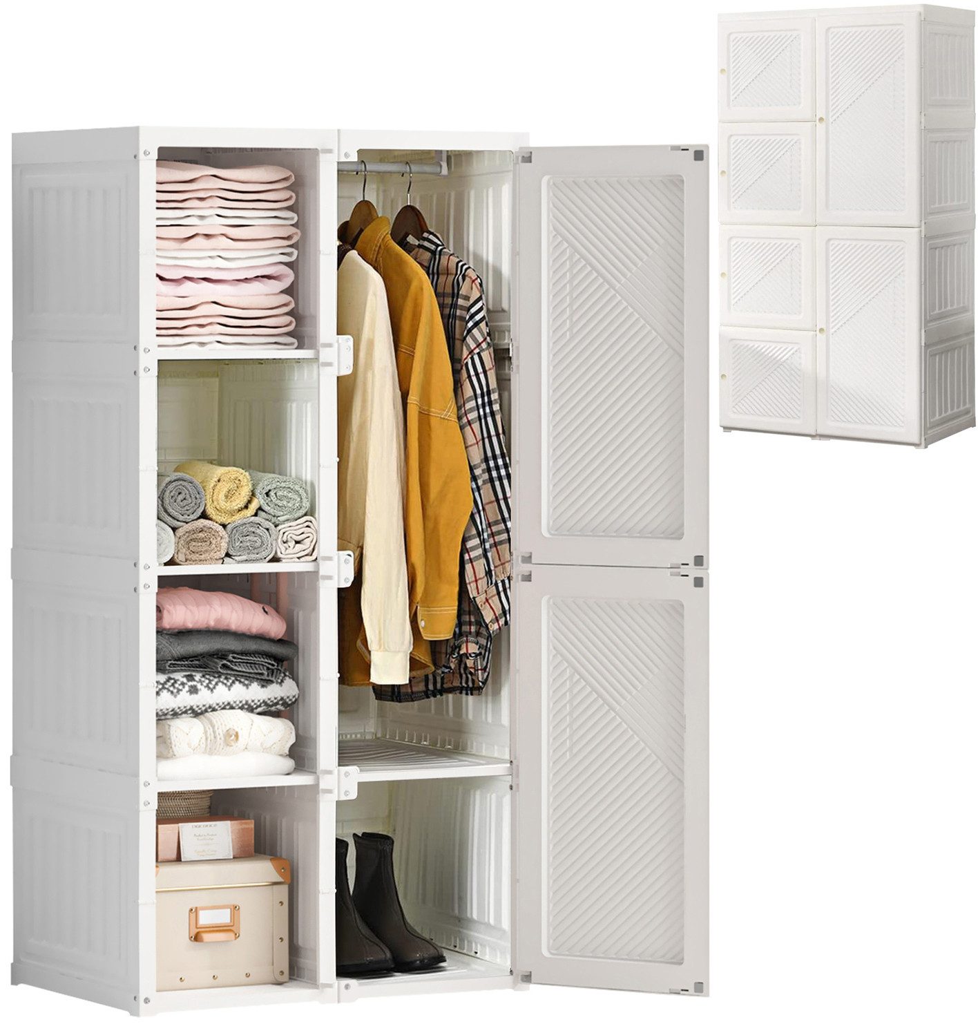 FUROKOY Garderobenschrank Kleiderschrank Zusammenklappbarer Mit Wäscheleine günstig online kaufen