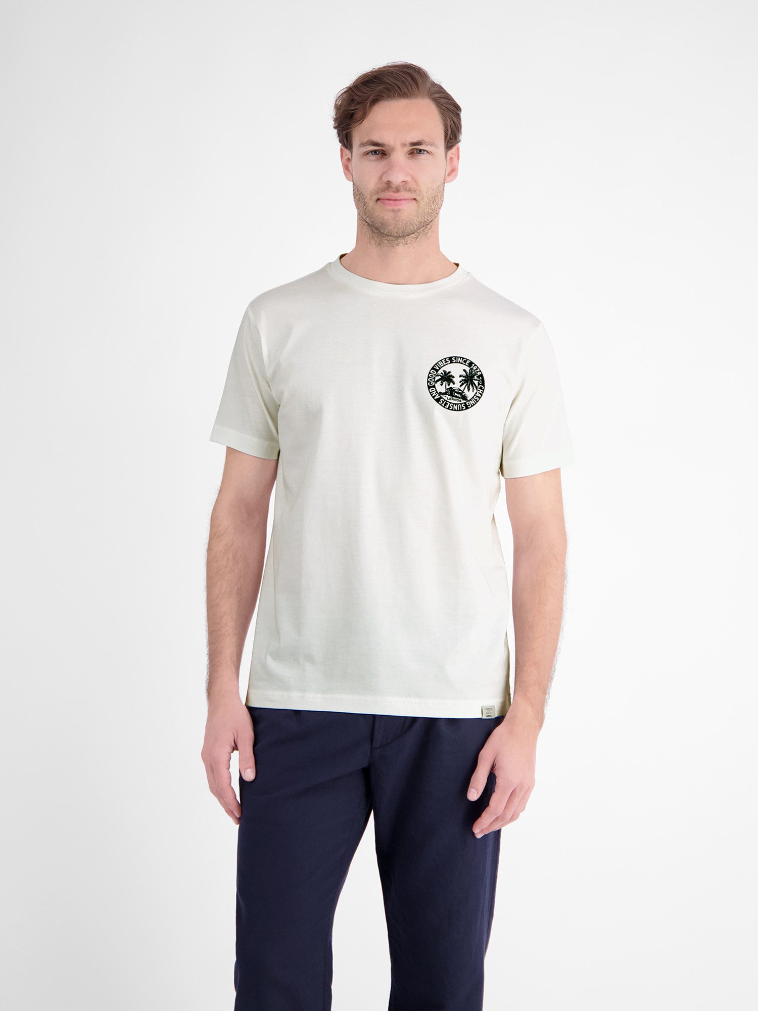 LERROS T-Shirt Lässiges, unifarbenes T-Shirt aus reiner Baumwolle mit Print