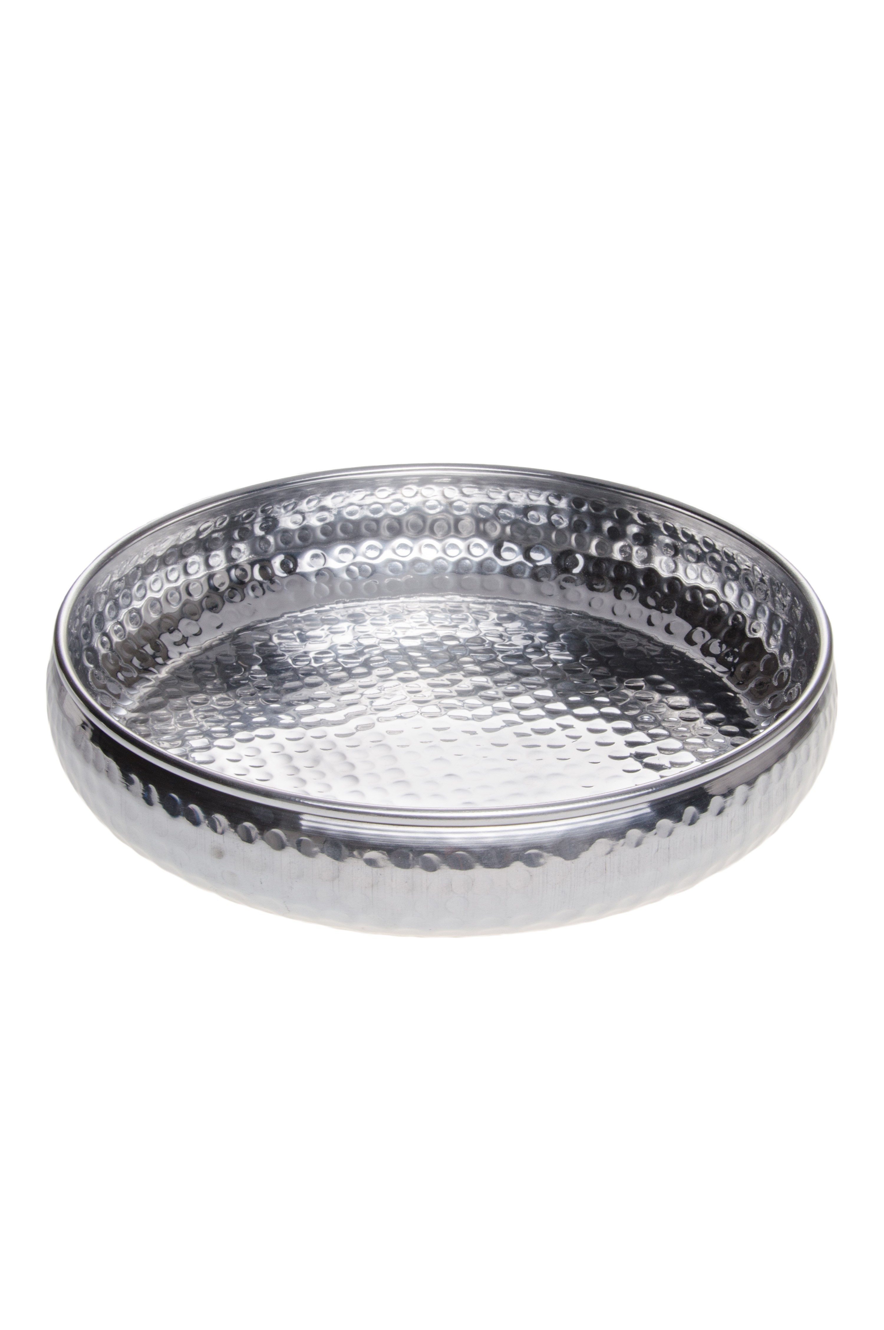 Marrakesch Orient & Mediterran Interior Dekotablett Vassoio orientale in metallo Fidan 34 cm argento (1 St), Handarbeit