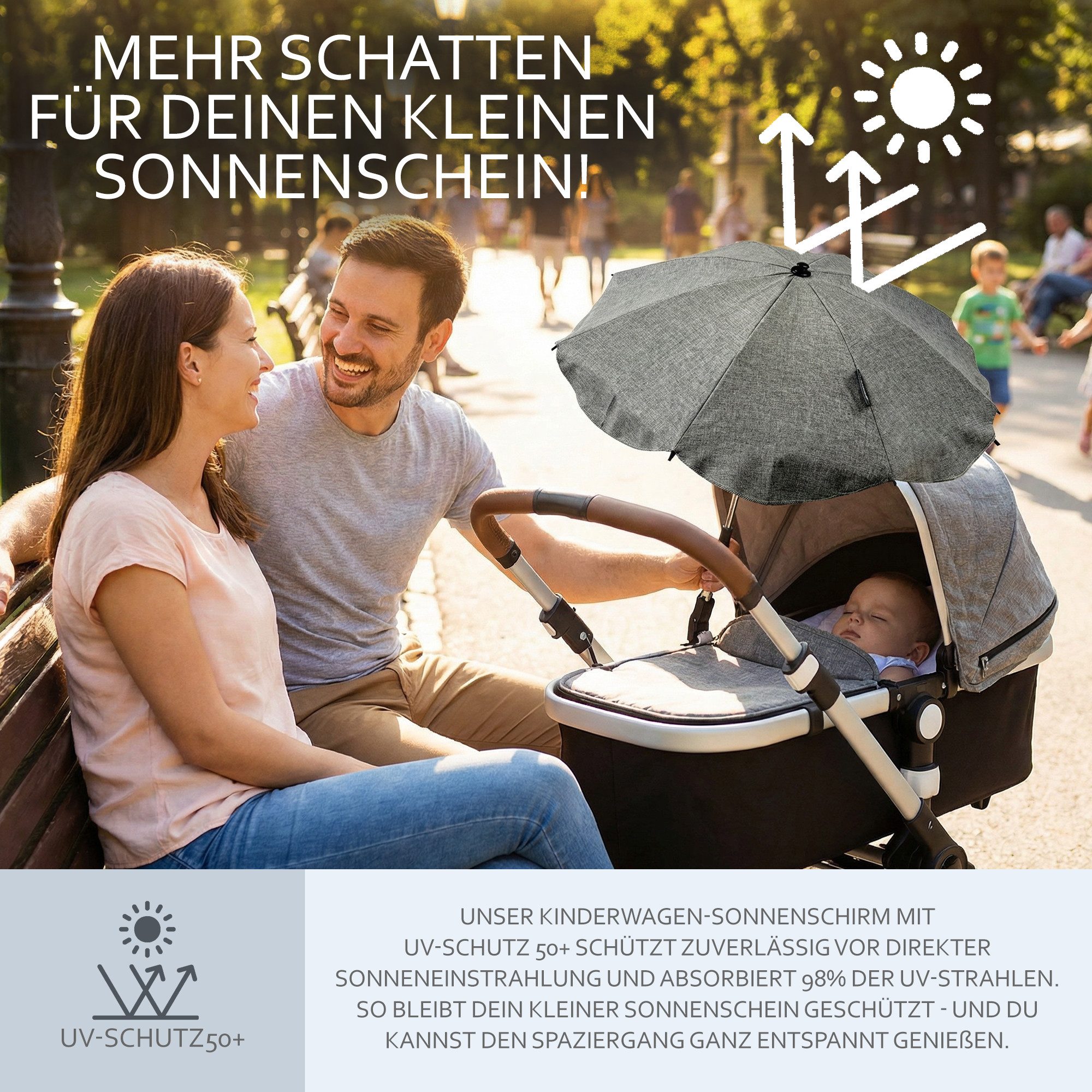 BambiniWelt by Rafael K. Kinderwagen-Sonnenschutzhülle Sonnenschirm Sonnenschutz für Kinderwagen Buggy Jogger universal UV50+, UV 50+ Schutz