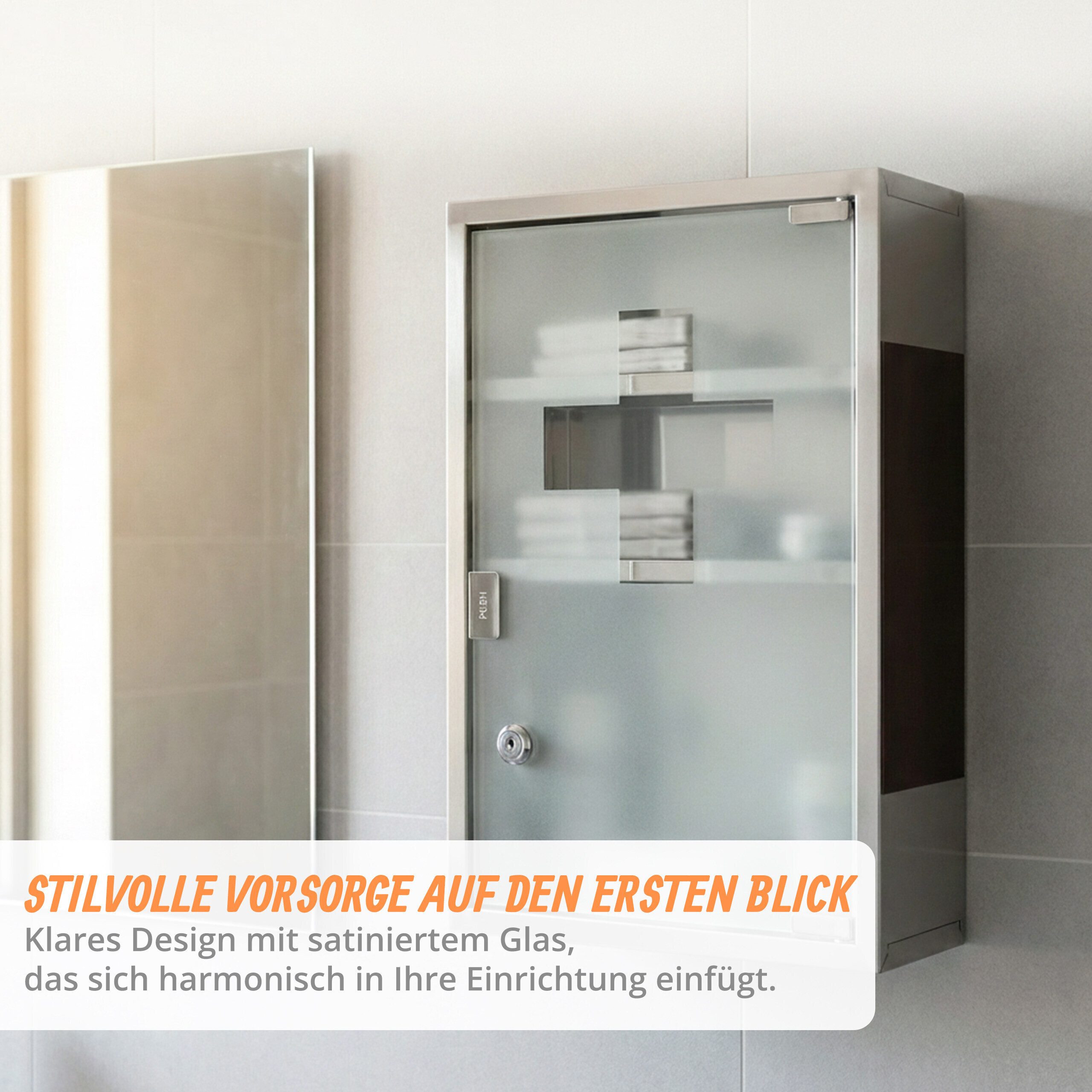 relaxdays Medizinschrank EMERGENCY Edelstahl XL (1-St) – Bild 3 von 5