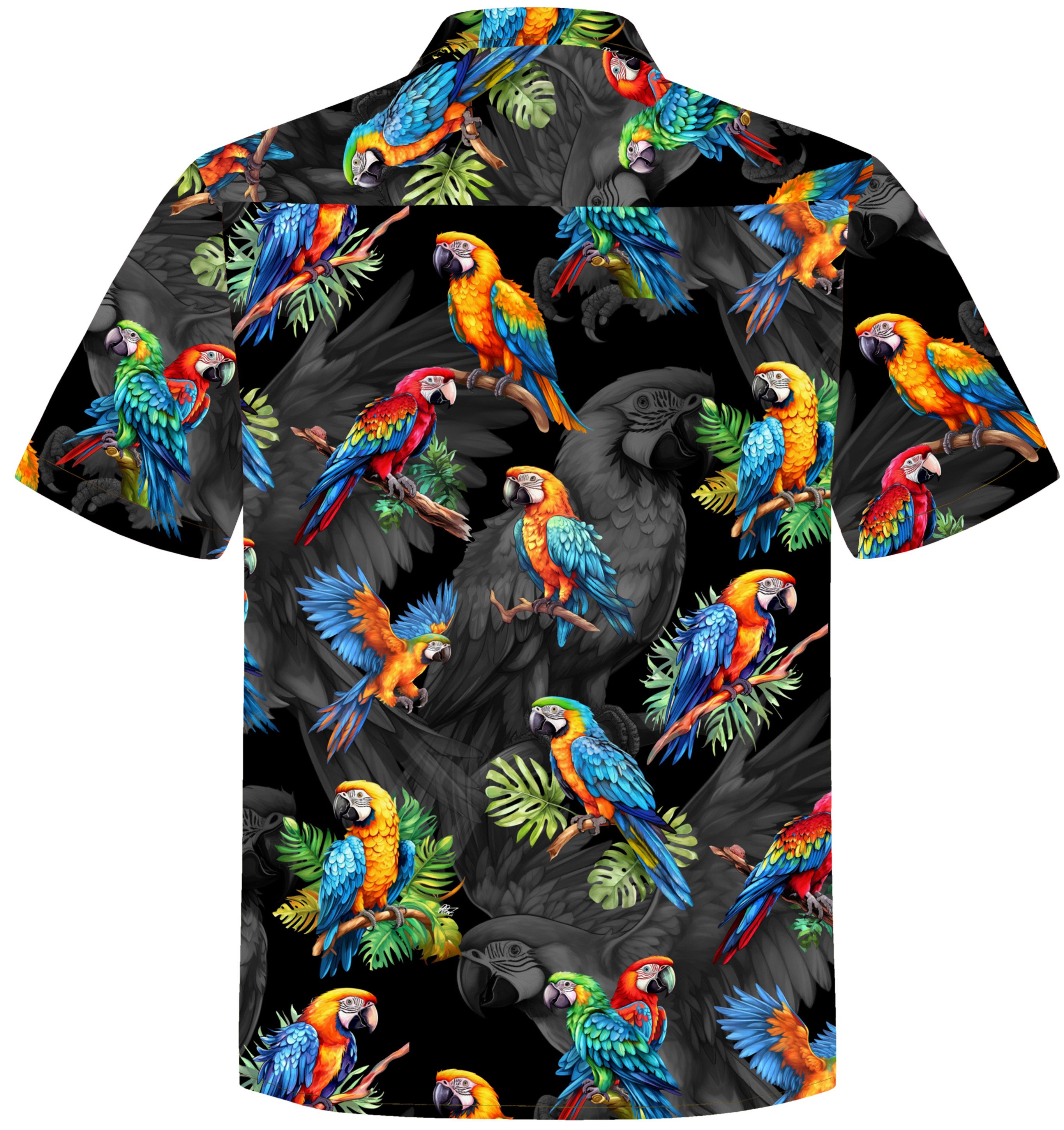 Hawaiihemdshop.de Hawaiihemd Hawaii Hemd Herren Baumwolle Kurzarm Hawaiihemd mit Papageien