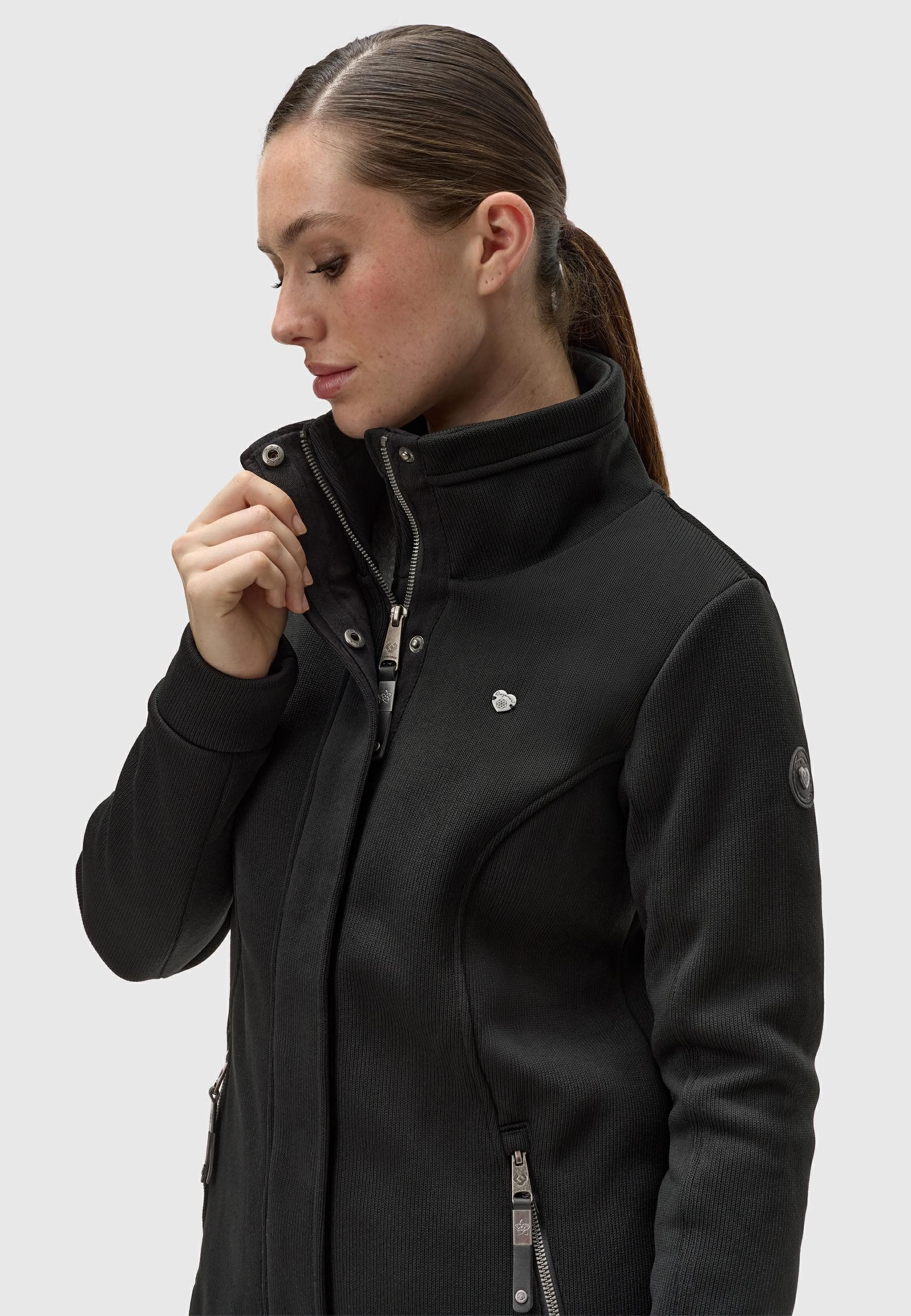 Ragwear Sweatjacke Letrice Bonded Elegante Zip-Jacke mit hohem Kragen in Feinstrickoptik – Bild 5 von 5
