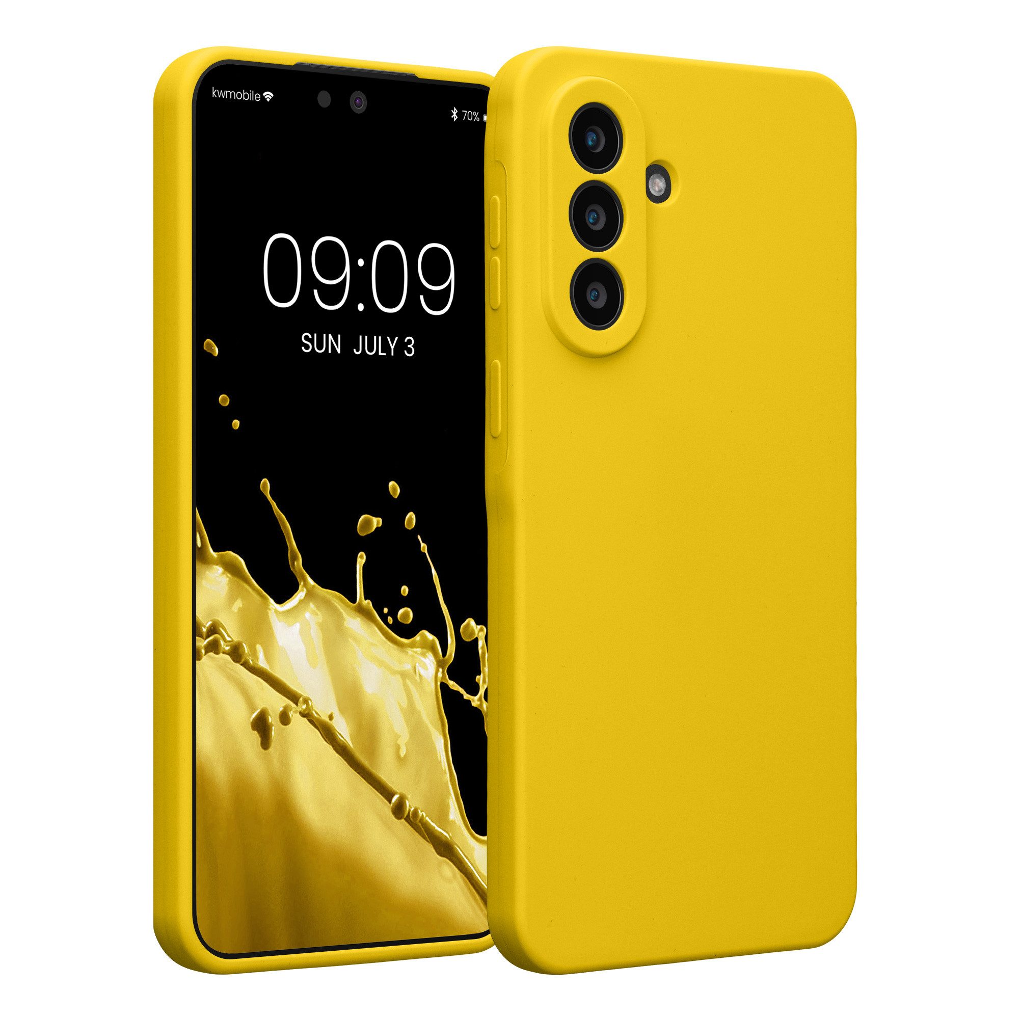 kwmobile Smartphone-Hülle Handyhülle für Samsung Galaxy A57 5G Hülle, Hülle Silikon gummiert - Handyhülle - Handy Case in Strahlend Gelb