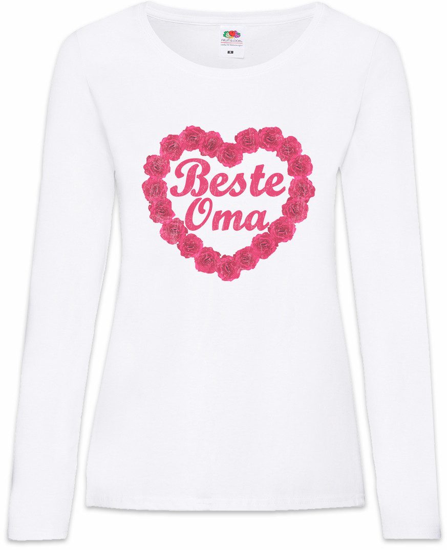 Langarmshirt Beste Oma Damen Langarmshirt Rosen Herz Omi Großmutter Nuter Enkelkind