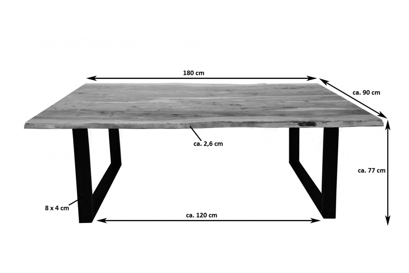 SAM® Baumkantentisch Lennart, massives Akazienholz, natürliche Baumkante, M günstig online kaufen