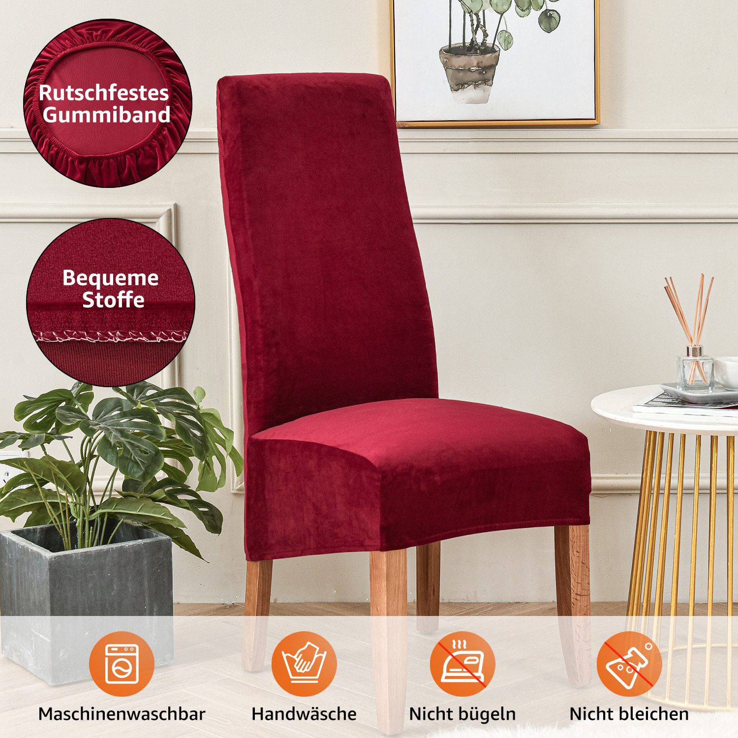 Simloveve Stuhlhusse Velvet Stretch Esszimmerstuhl Hussen günstig online kaufen