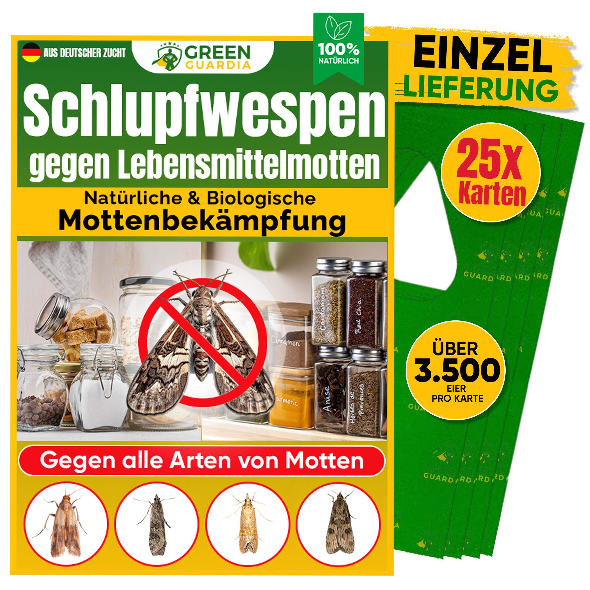 Insektenvernichter Schlupfwespen gegen Lebensmittelmotten, 1-25 Karten -Einzellieferung-