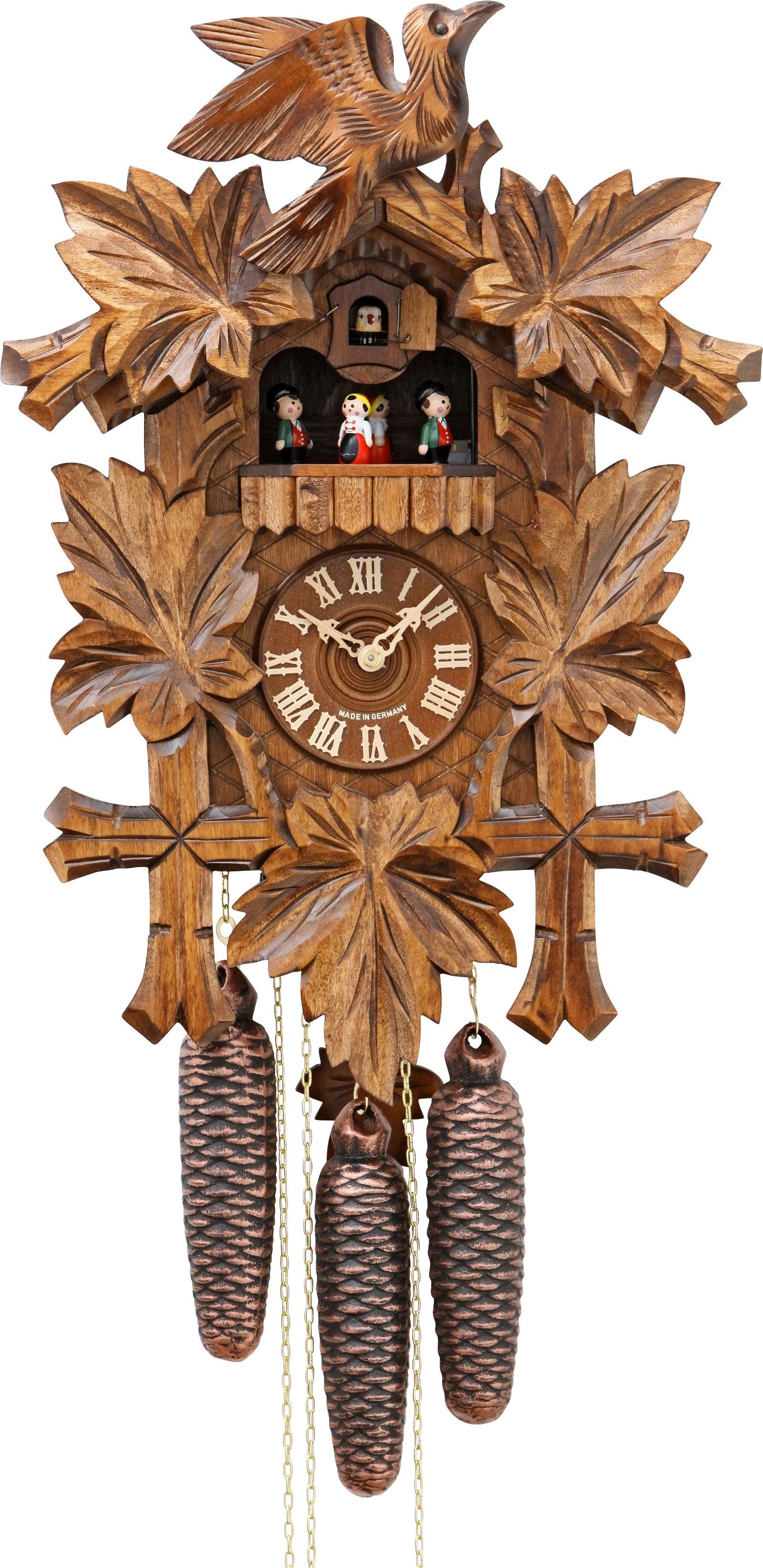 Hekas Wanduhr Kuckucksuhr geschnitzt 8-Tage-Uhrwerk 48cm von Hekas
