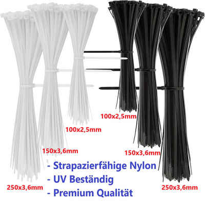 Montegoni Kabelbinder UV Beständig, Hitzebeständig, Premiumqualität (ultra starke Kabelbinder mit 70 kg Zugfestigkeit, 1000-St)
