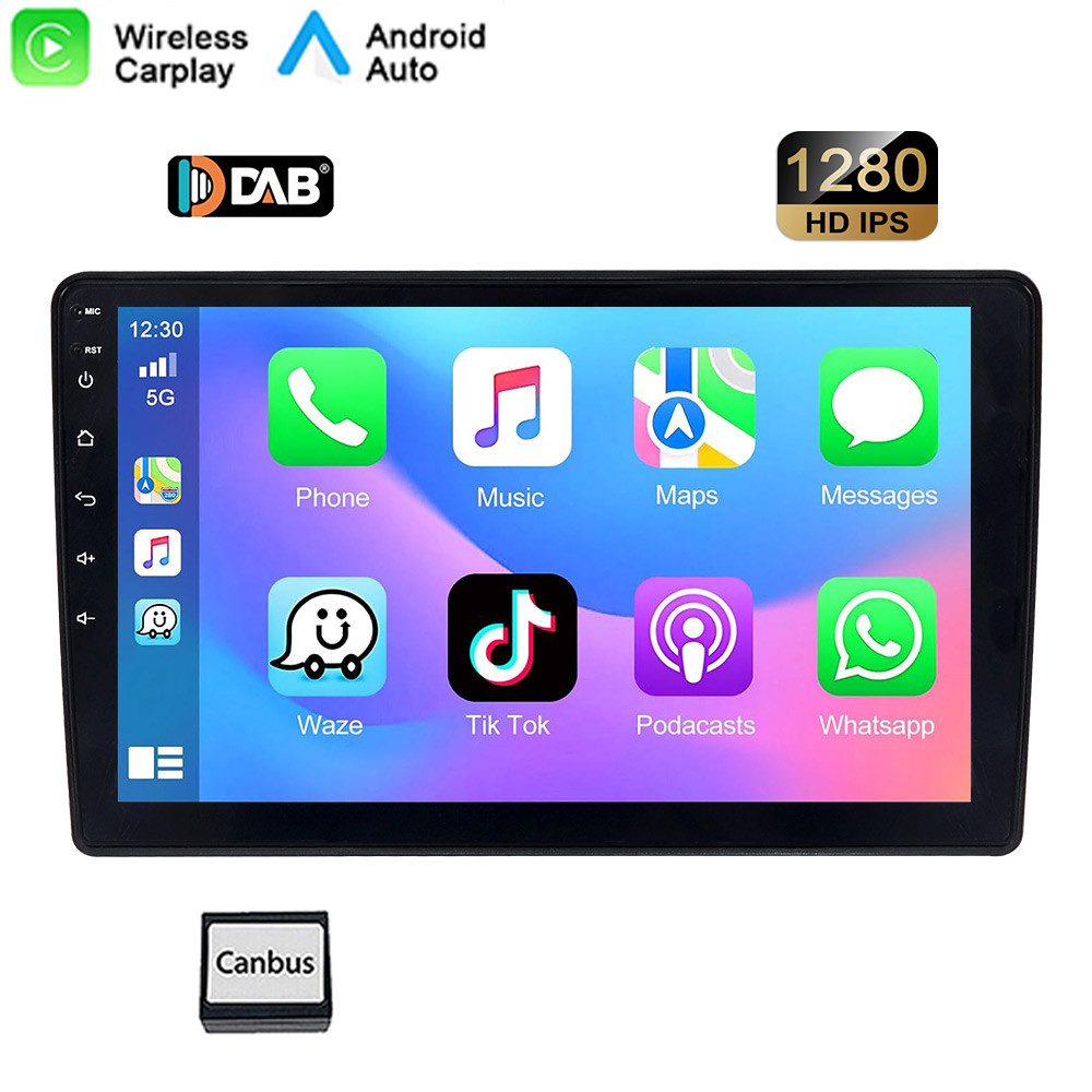 A-Sure WiFi 8-Core 2 DIN Ford Transit Tourneo Custom Bluetooth5.0 Android 15 Autoradio (Digitalradio (DAB), FM, AM, 1280*800 IPS Screen RDS, DSP, GPS, SWC, Navi, UI Theme, Siri, Mirrorlink, Google play, Netflix, Youtube, Calendar, TikTok)