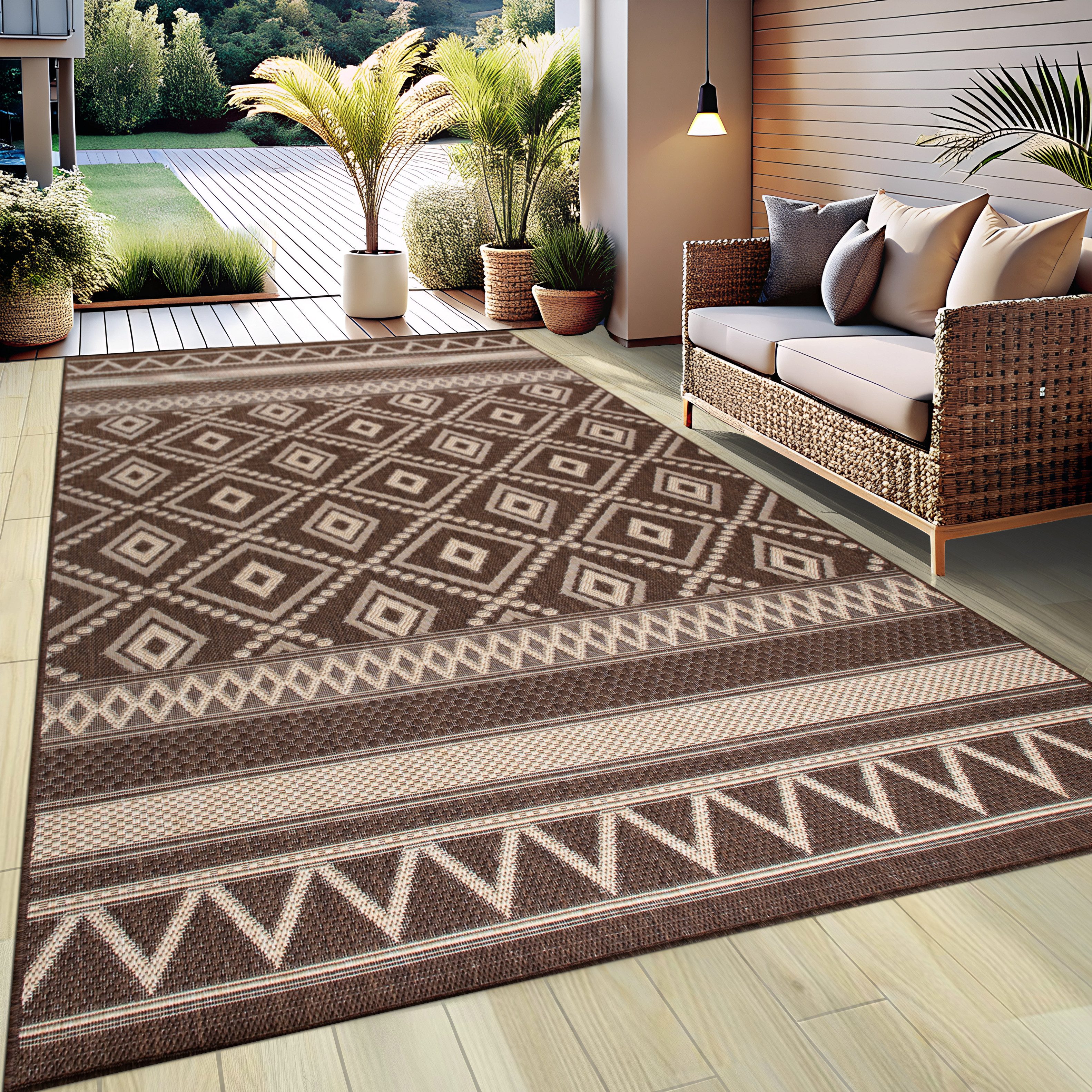 OTTO home Teppich Toronto auch als Läufer erhältlich, rechteckig, Höhe: 3 mm, In- und Outdoor geeignet, Sisal-Optik, Wetterfest & UV-beständig, Boho