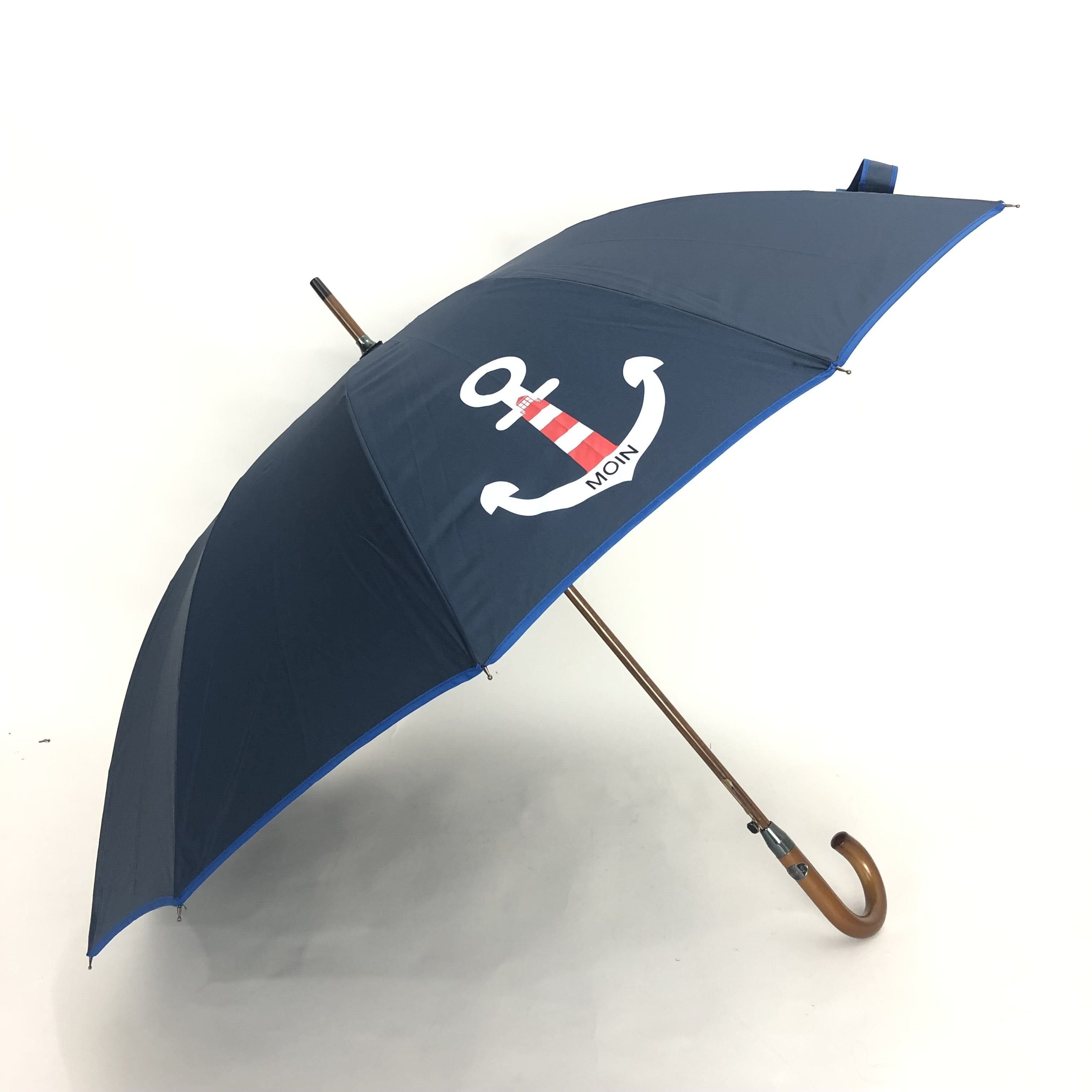 COFI 1453 Stockregenschirm Holzstockschirm 190T-Pongee Bespannung in Blau A günstig online kaufen