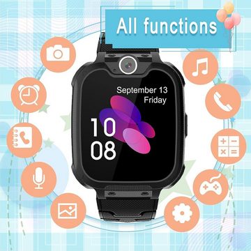 PTHTECHUS Smartwatch (HD-Farb-Touchscreen cm/1,54 Zoll, Android iOS), Kinder Smartwatch Spiele MP3 Kamera MP3 Musik Geschenk Uhr 3-12 Jahre